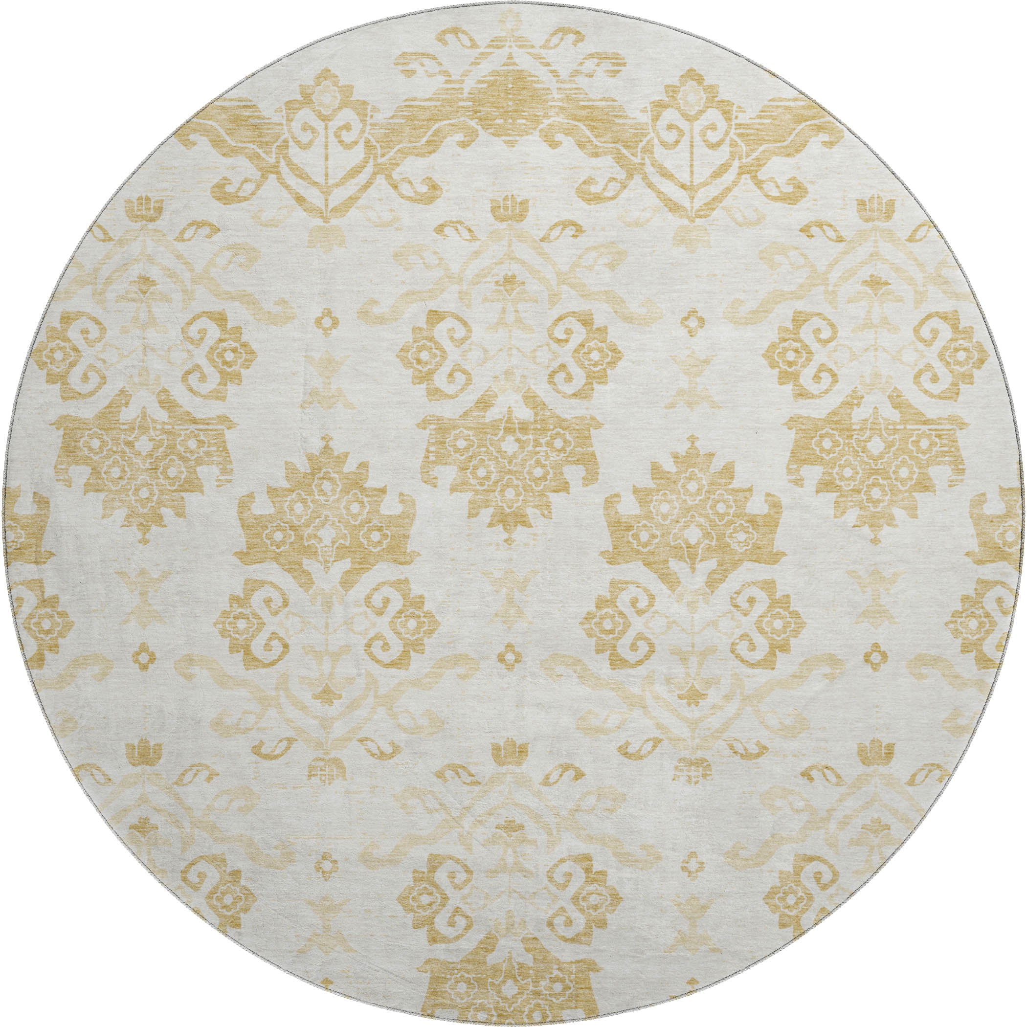 Sarajevo Machine Washable Transitional Gold Rug 8' x 8' #shape_Round