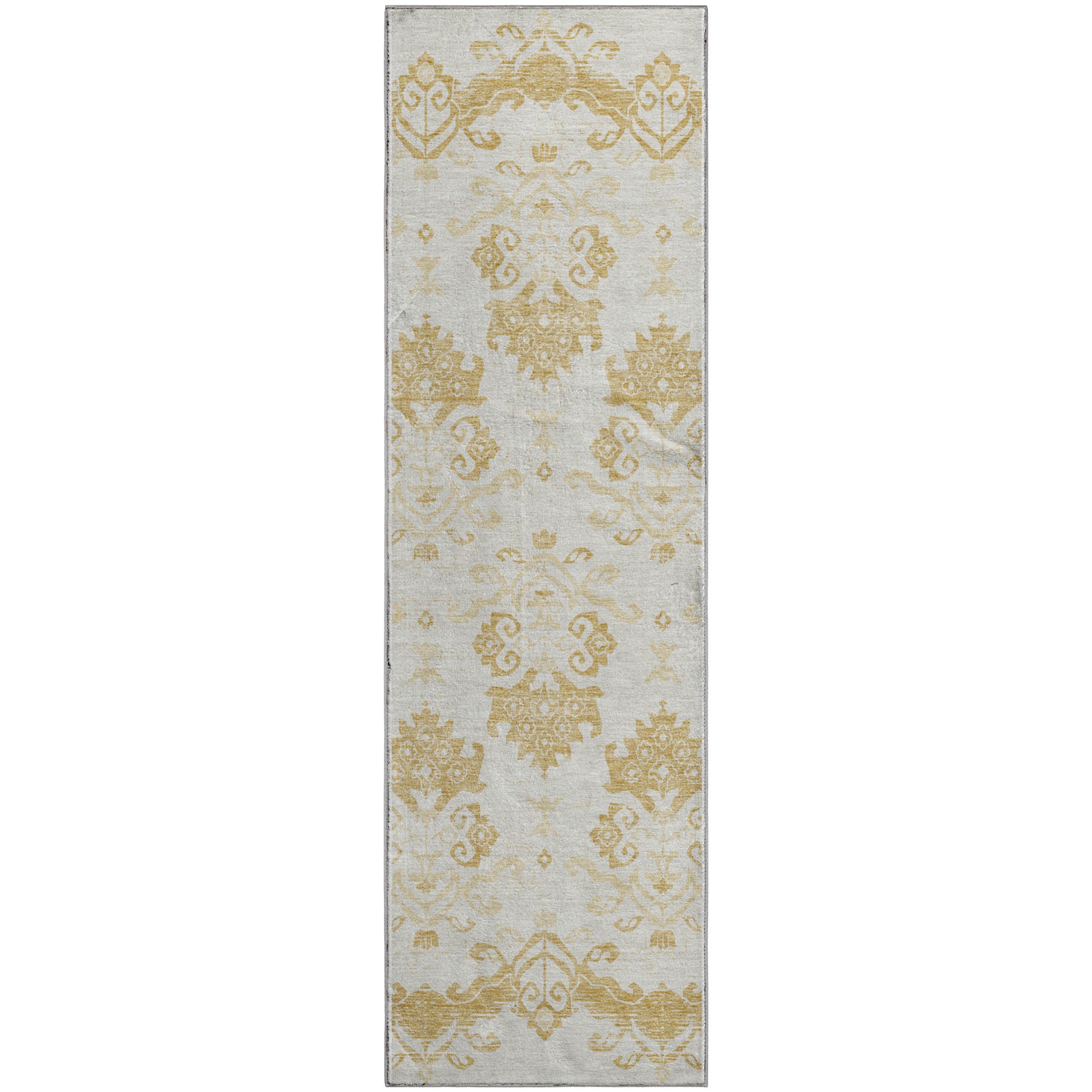 Sarajevo Machine Washable Transitional Gold Rug 2'3" x 7'6" #shape_Runner