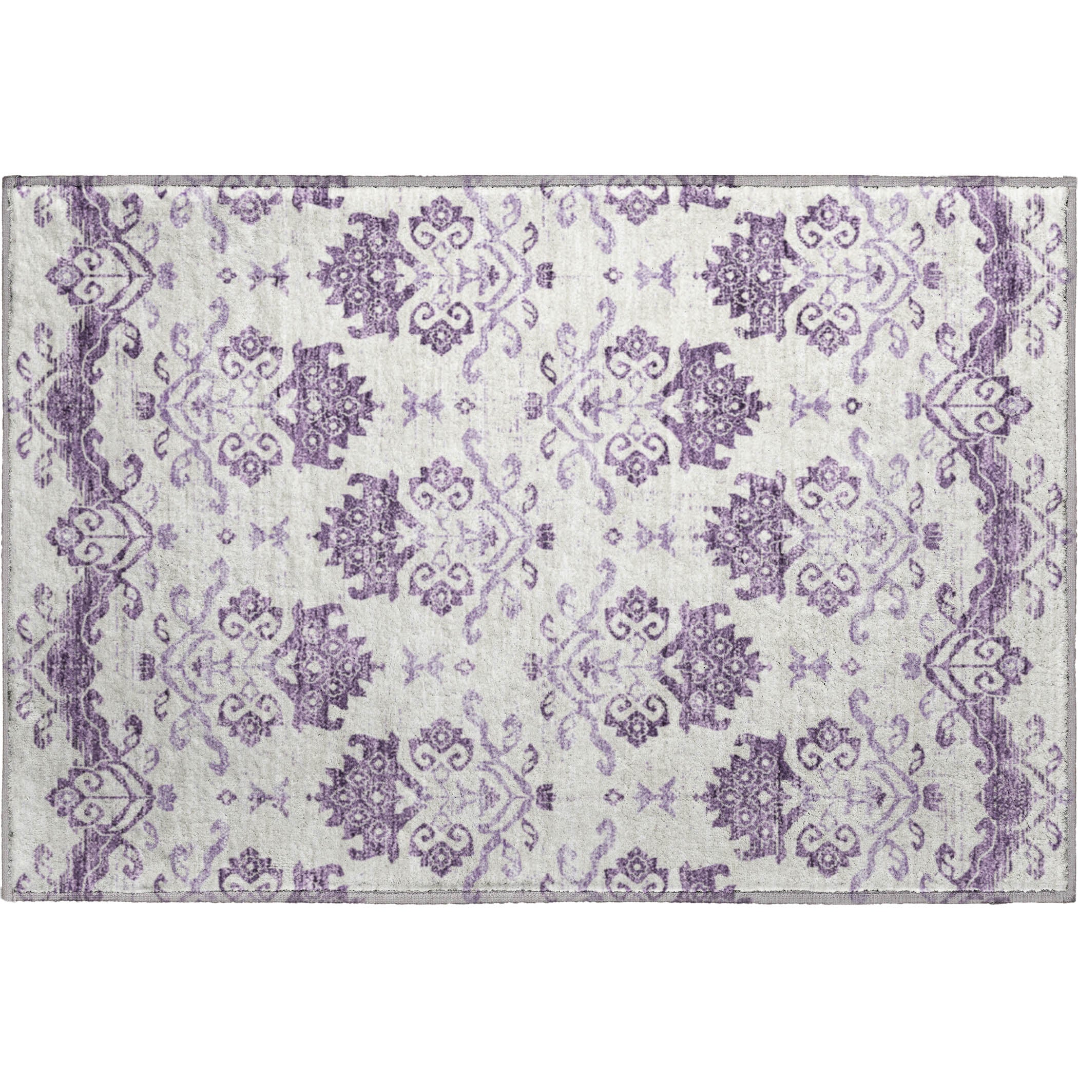 Sarajevo Machine Washable Transitional Purple Rug 1'8" x 2'6" #shape_Rectangle
