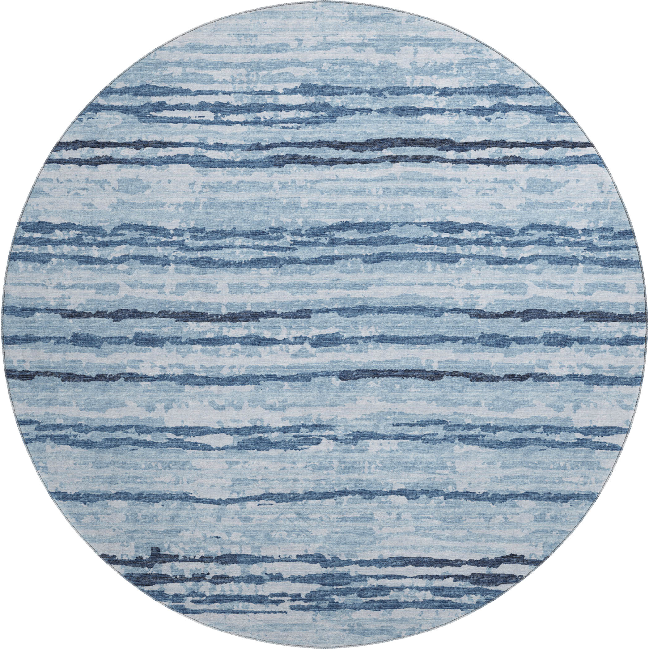 Bruges Machine Washable Transitional Blue Rug 8' x 8' #shape_Round