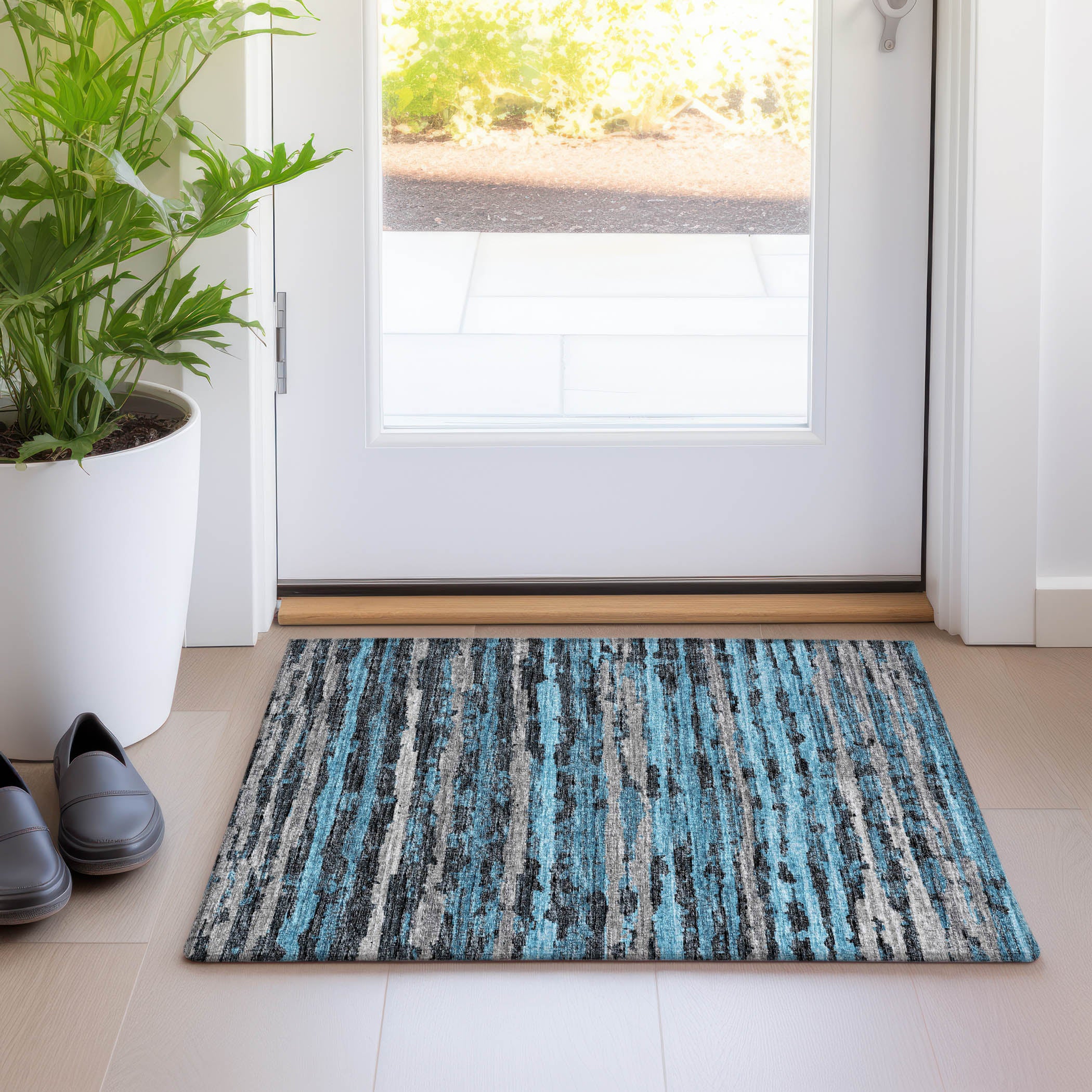 Bruges Machine Washable Transitional Peacock Multi Rug 1'8" x 2'6" #shape_Rectangle