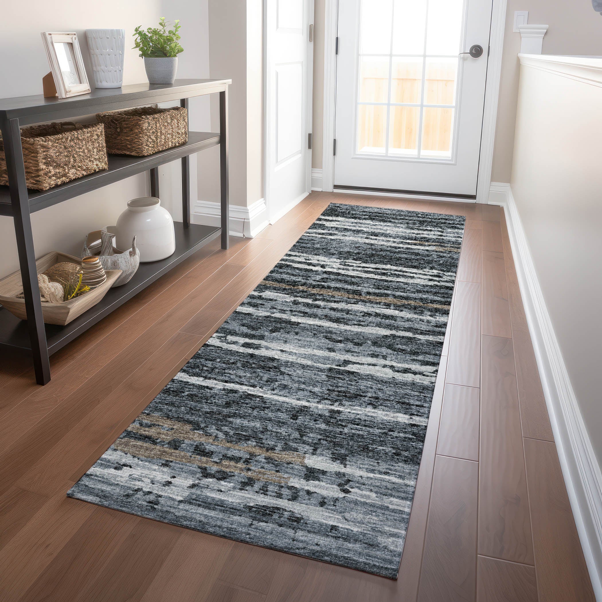 Bruges Machine Washable Transitional Shadow Gray Rug 2'3" x 7'6" #shape_Runner