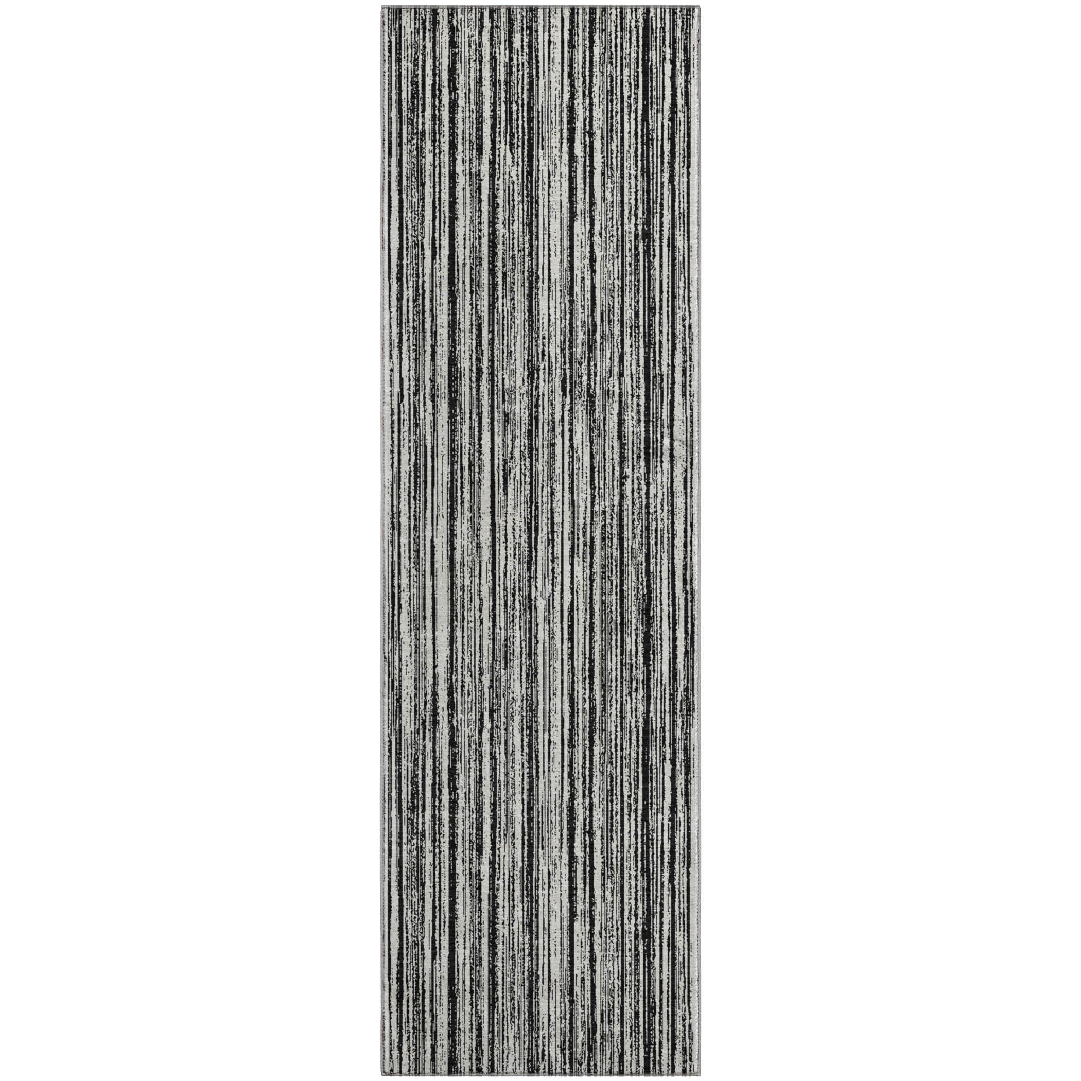 Athens Machine Washable Transitional Black Rug 2'3" x 7'6" #shape_Runner