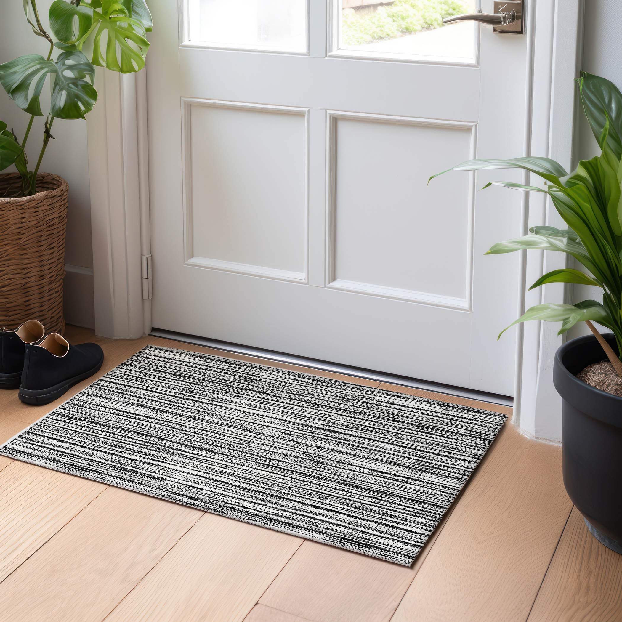 Athens Machine Washable Transitional Black Rug 1'8" x 2'6" #shape_Rectangle