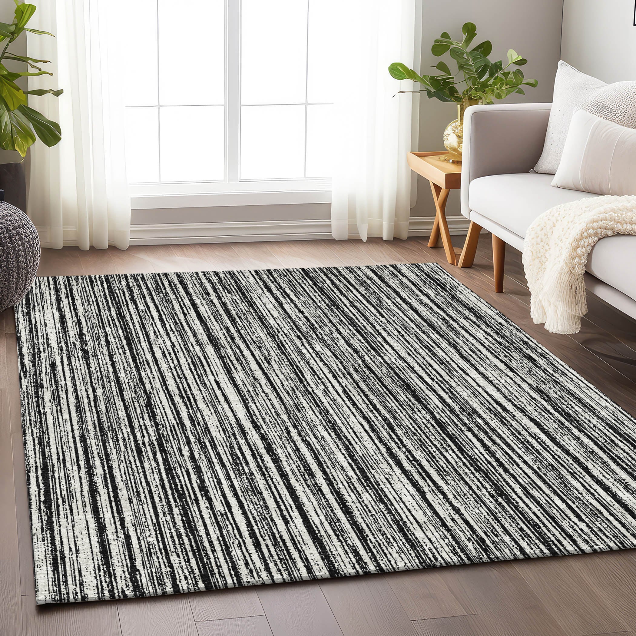 Athens Machine Washable Transitional Black Rug 2'6" x 3'10" #shape_Rectangle