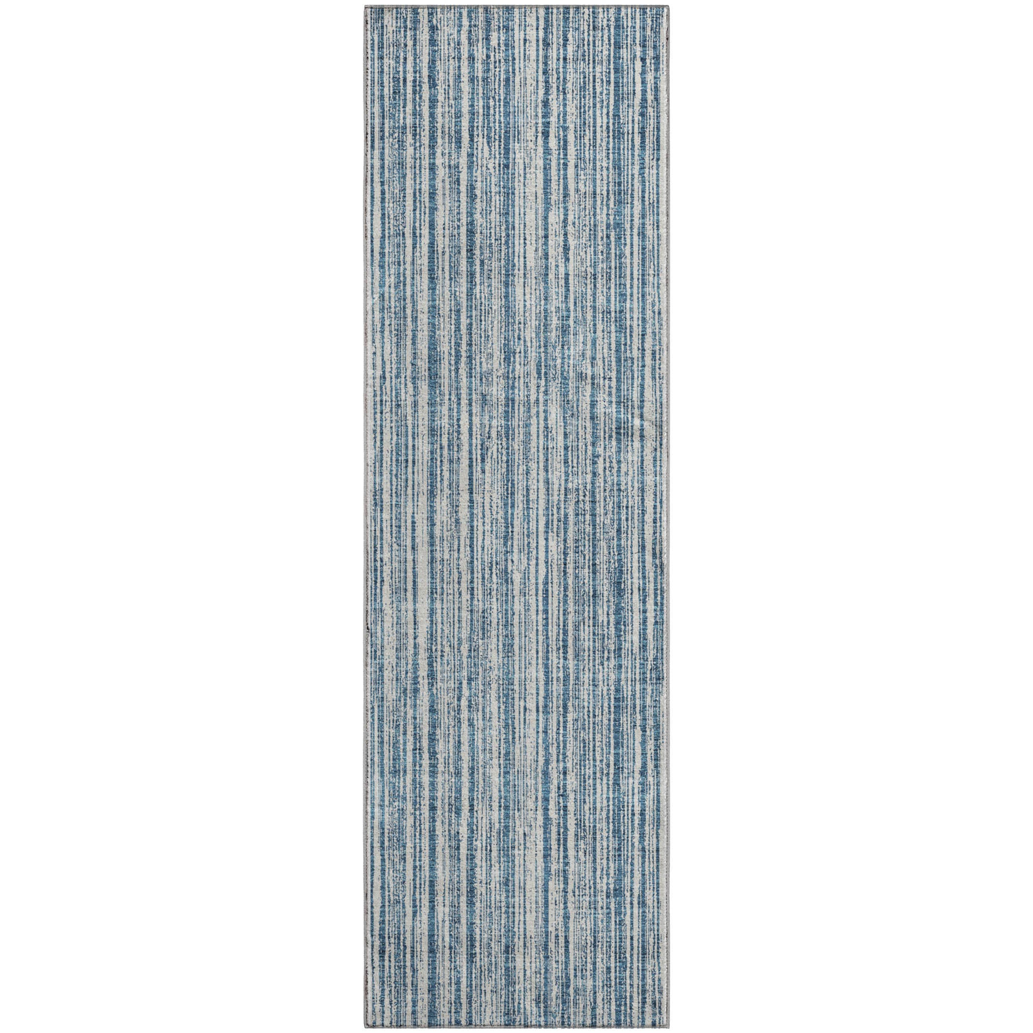 Athens Machine Washable Transitional Blue Rug 2'3" x 7'6" #shape_Runner
