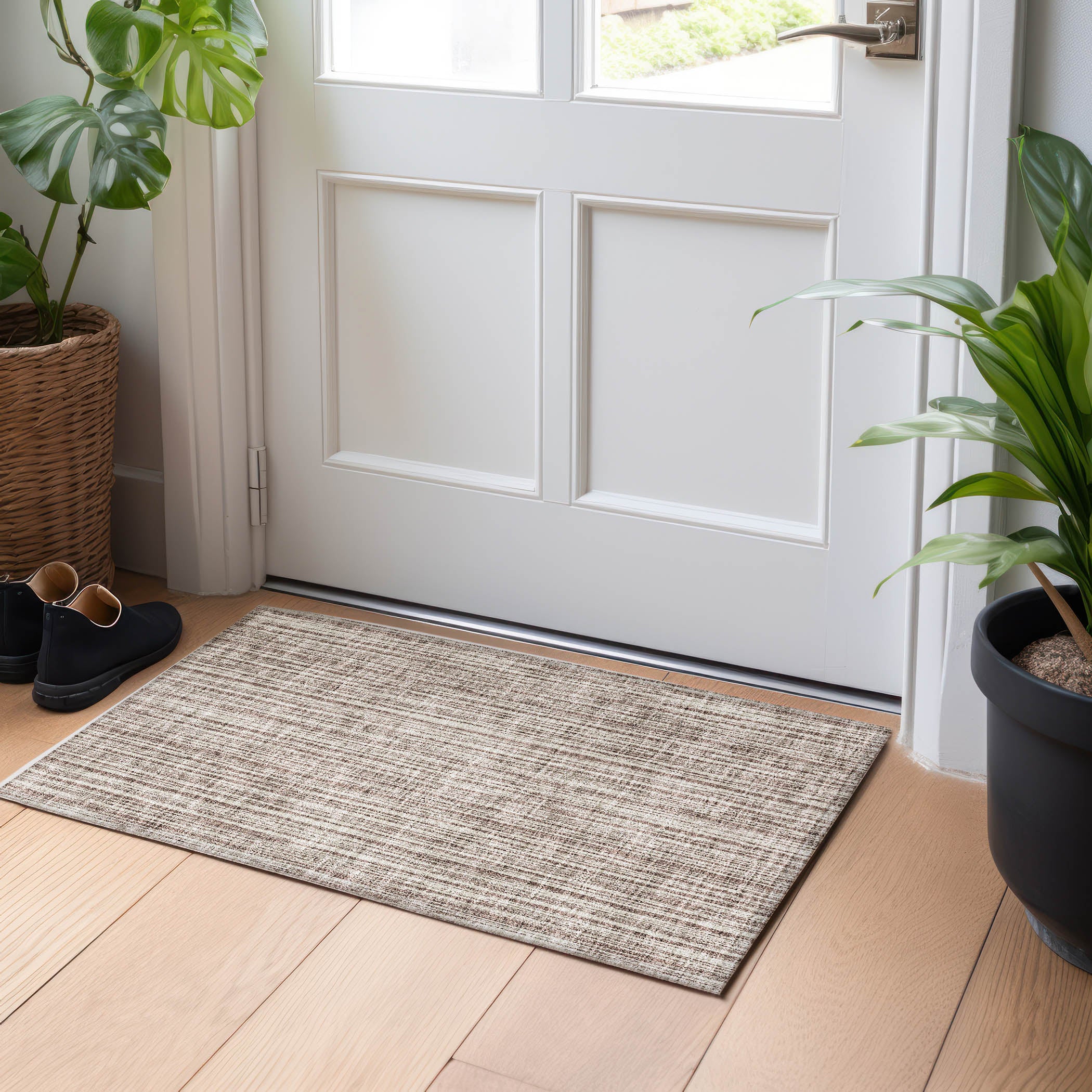 Athens Machine Washable Transitional Brown Rug 1'8" x 2'6" #shape_Rectangle