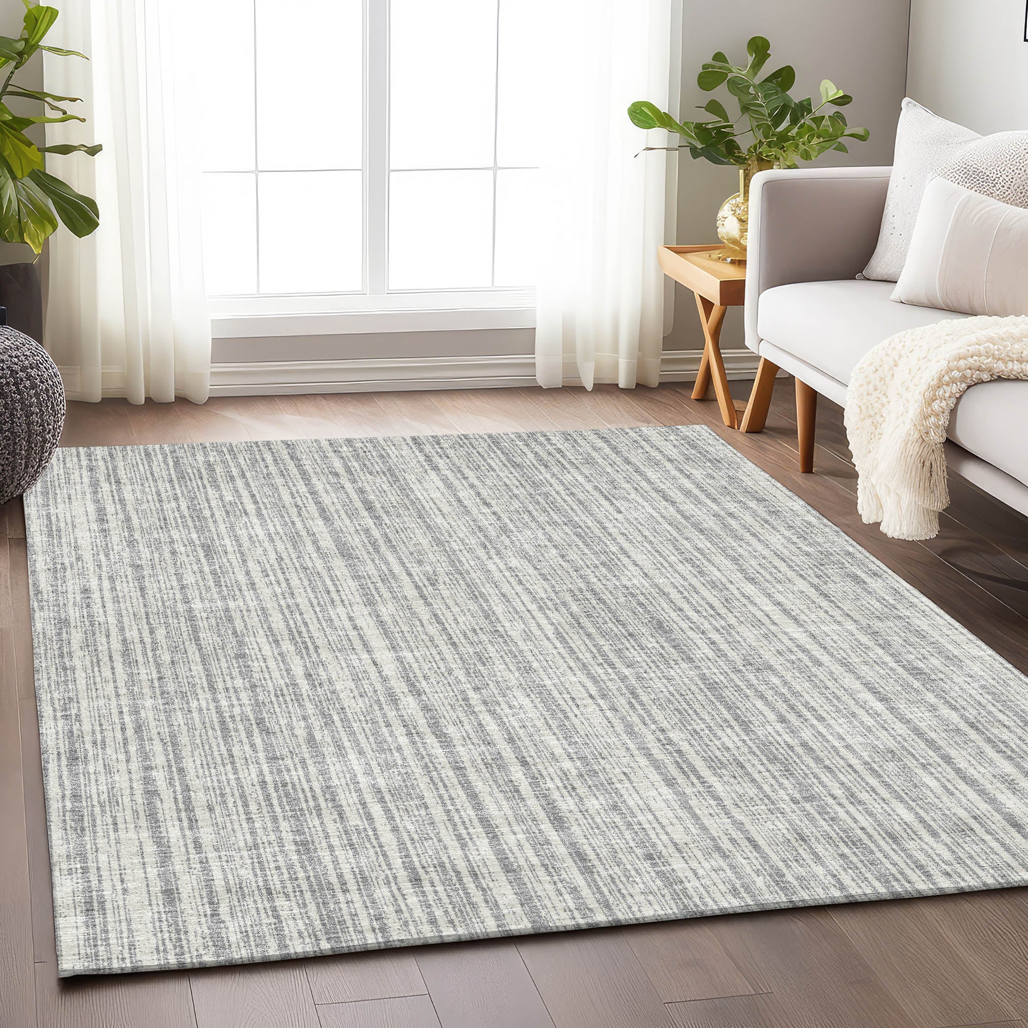 Athens Machine Washable Transitional Gray Rug 2'6" x 3'10" #shape_Rectangle