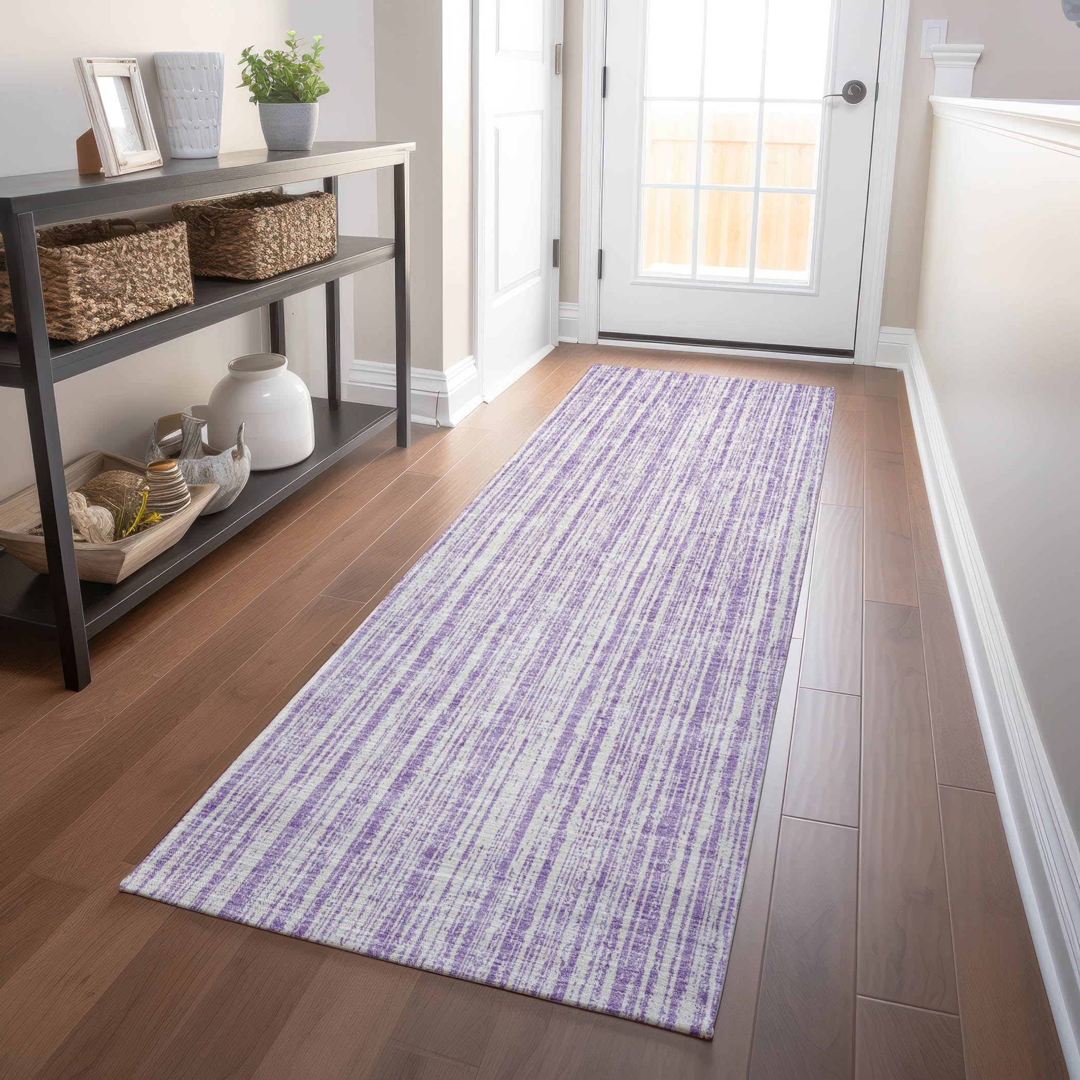 Athens Machine Washable Transitional Lavender Purple Rug 2'3" x 7'6" #shape_Runner