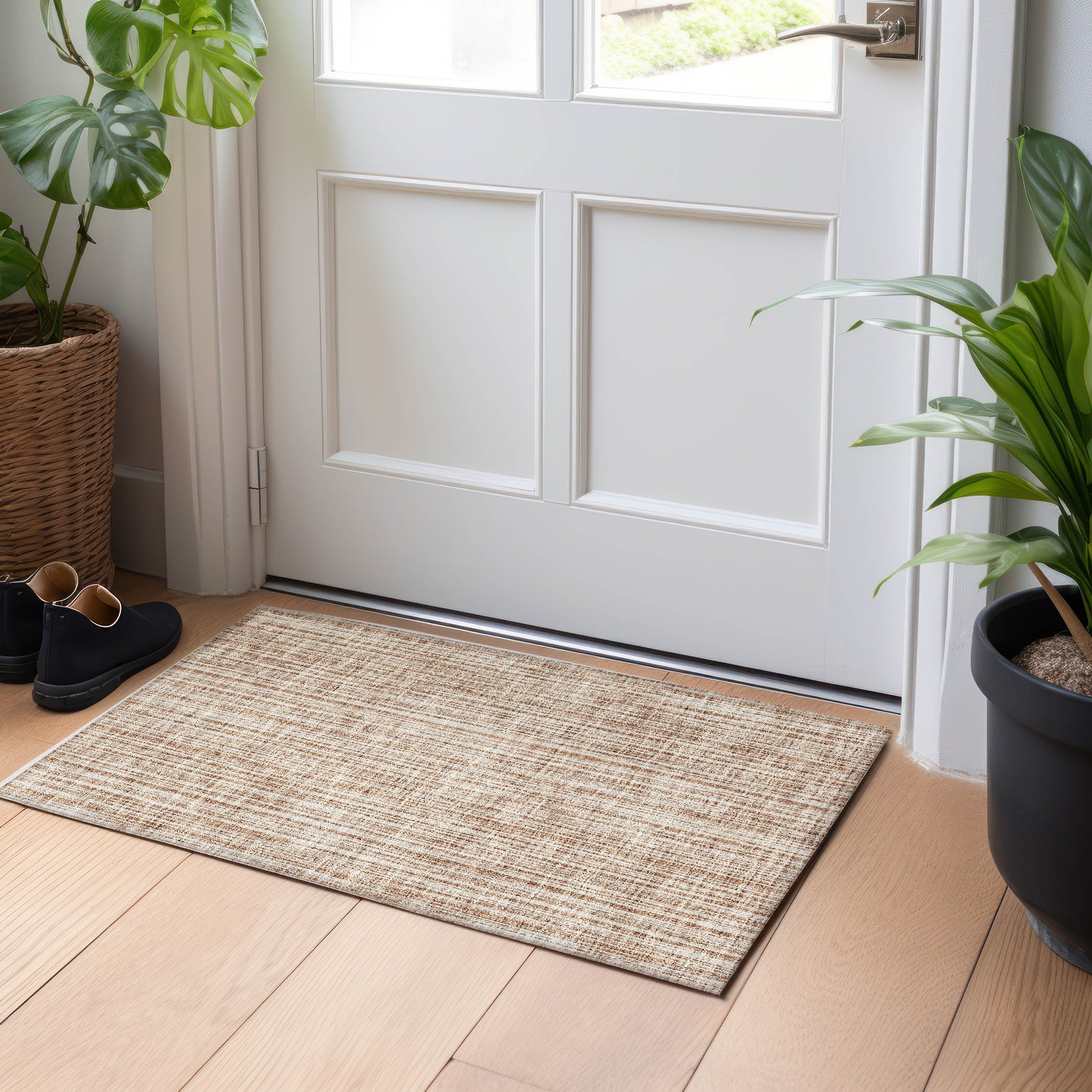 Athens Machine Washable Transitional Paprika Orange Rug 1'8" x 2'6" #shape_Rectangle