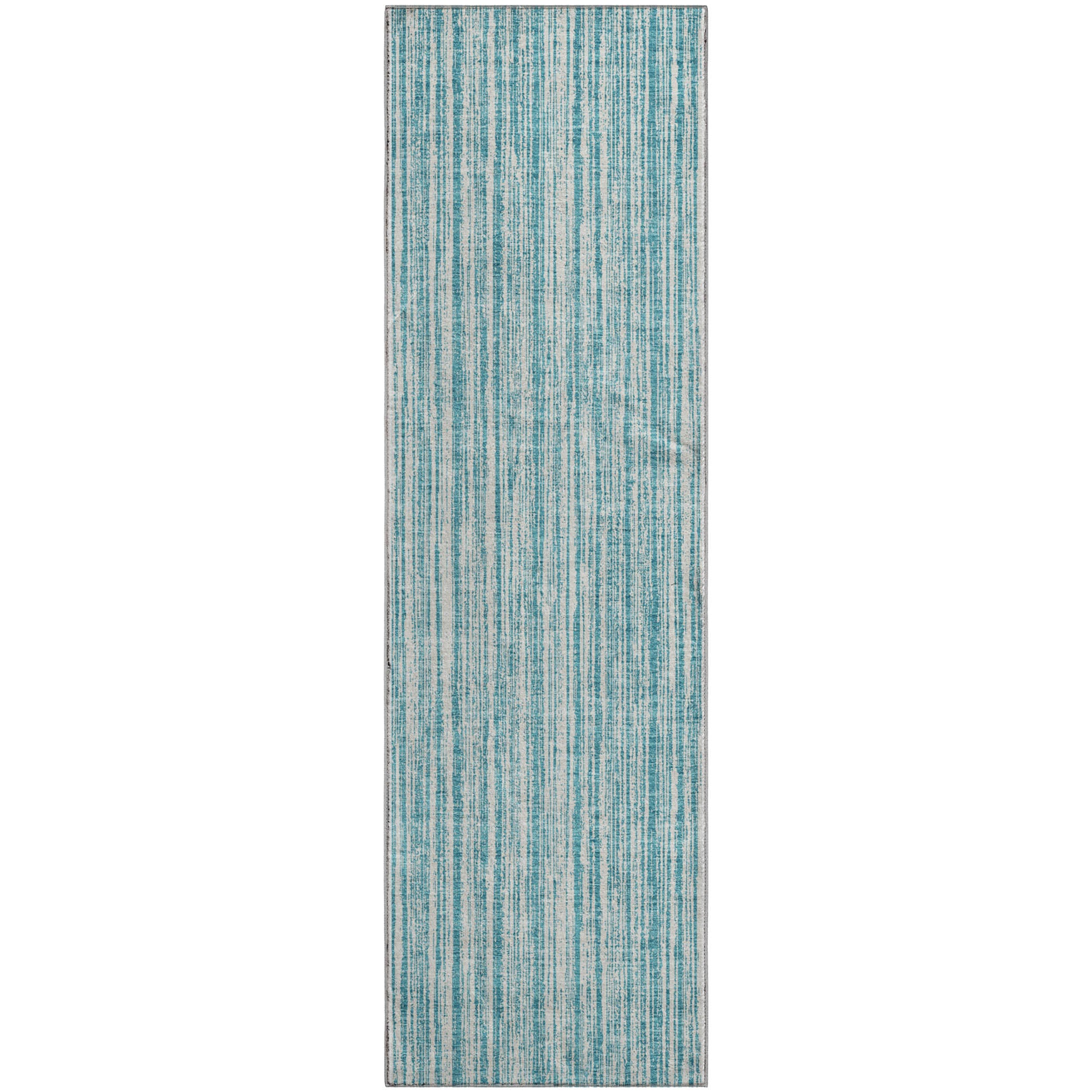 Athens Machine Washable Transitional Teal Rug 2'3" x 7'6" #shape_Runner