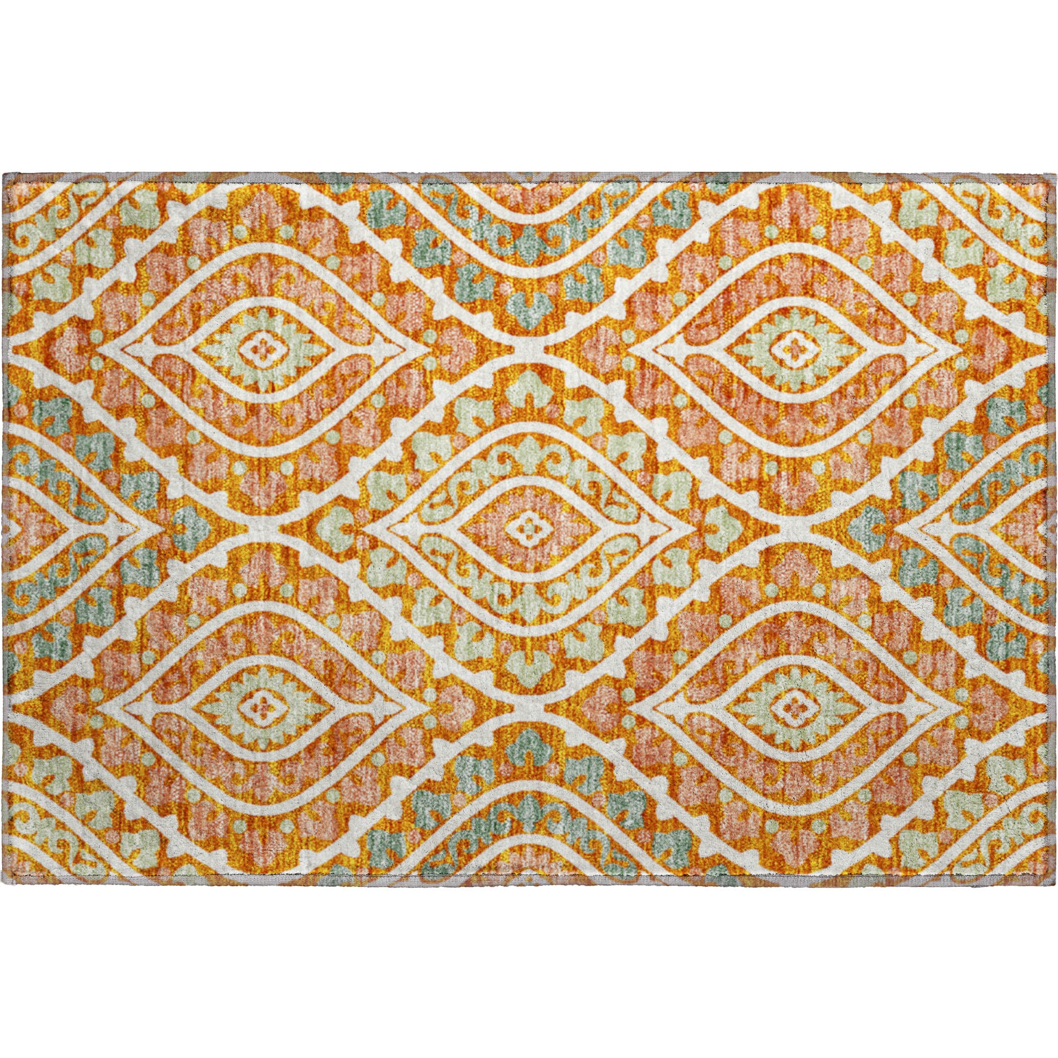 Havana Machine Washable Transitional Orange Rug 1'8" x 2'6" #shape_Rectangle