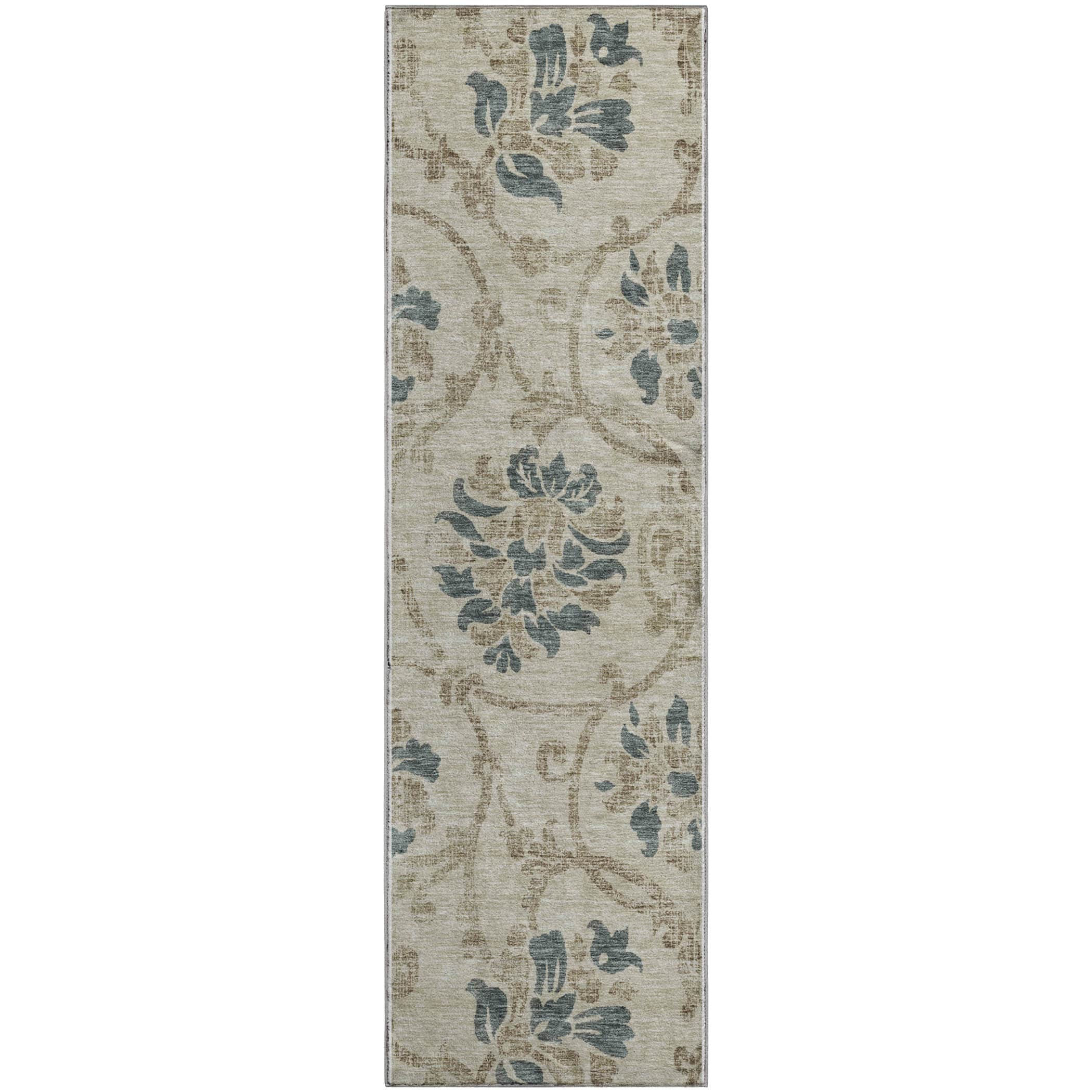 Kathmandu Machine Washable Traditional Beige Brown Rug 2'3" x 7'6" #shape_Runner