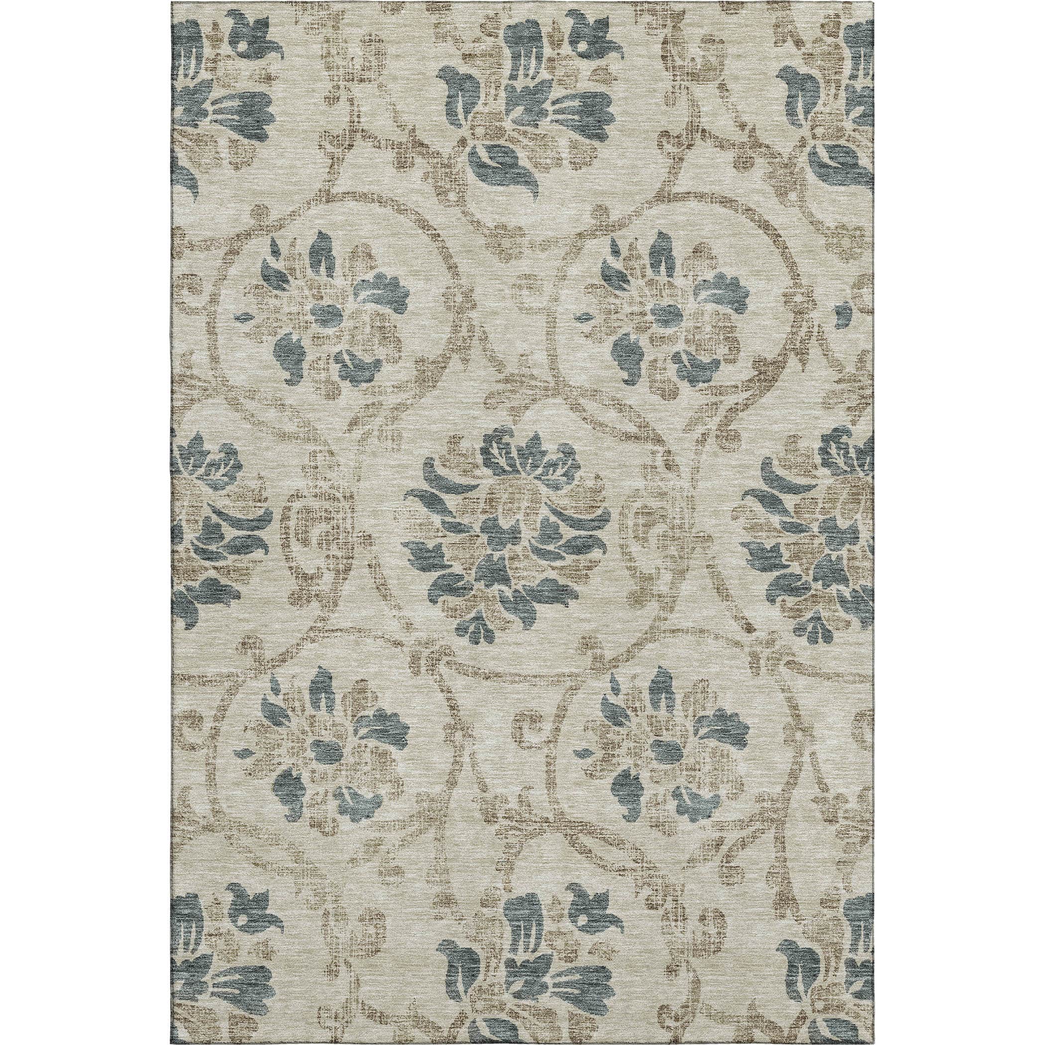 Kathmandu Machine Washable Traditional Beige Brown Rug 2'6" x 3'10" #shape_Rectangle