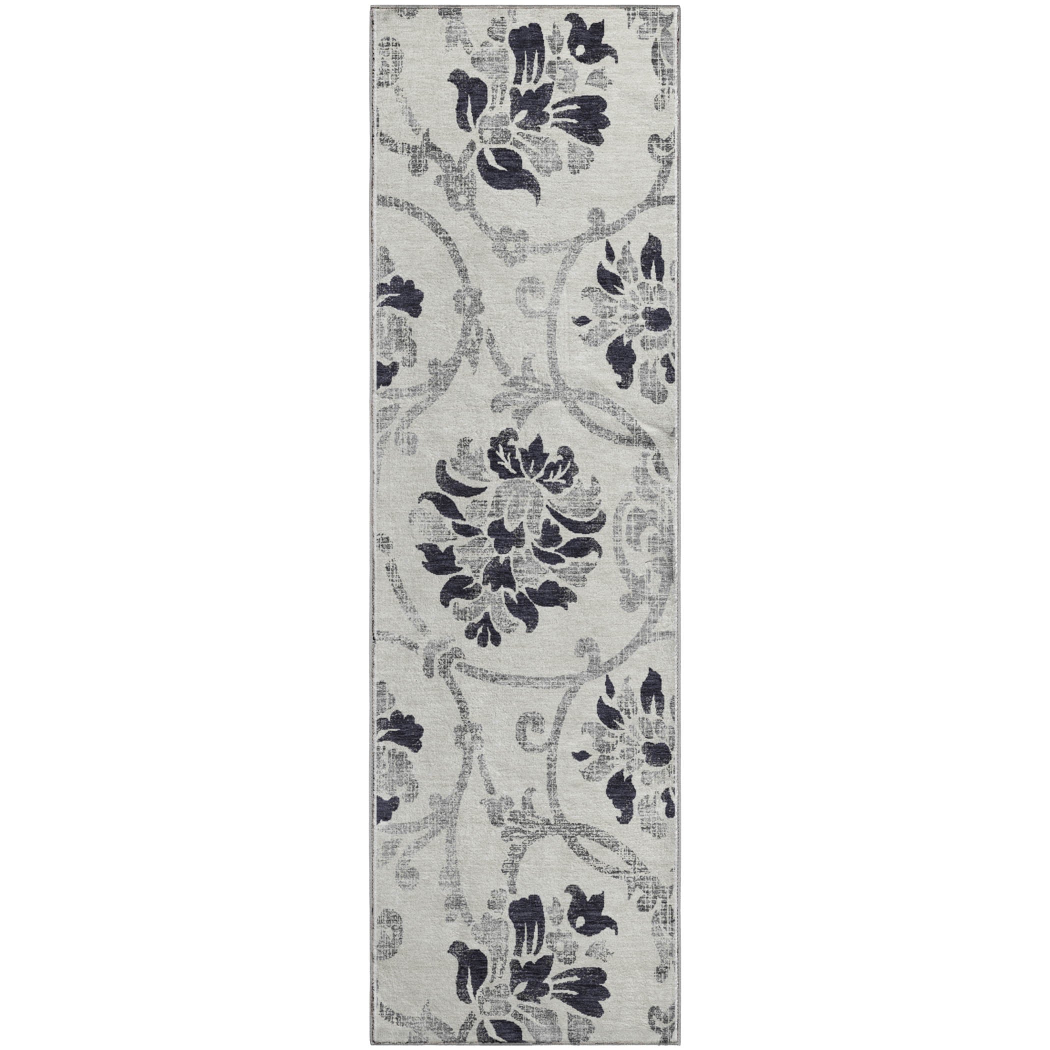Kathmandu Machine Washable Traditional Black Rug 2'3" x 7'6" #shape_Runner