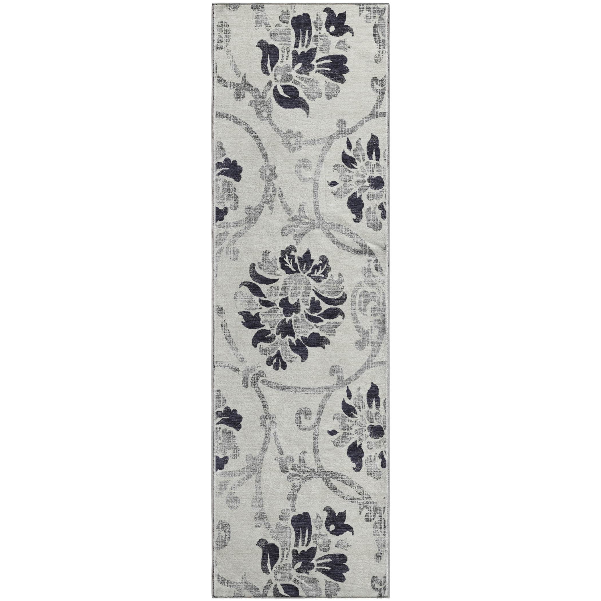 Kathmandu Machine Washable Traditional Black Rug 2'3" x 7'6" #shape_Runner