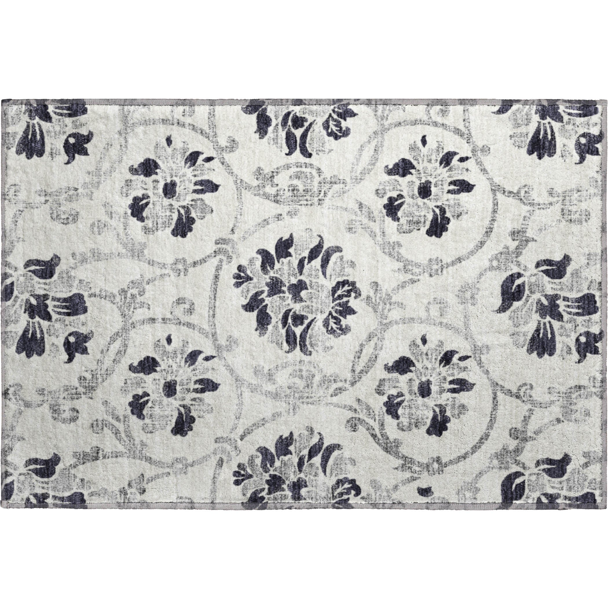 Kathmandu Machine Washable Traditional Black Rug 1'8" x 2'6" #shape_Rectangle