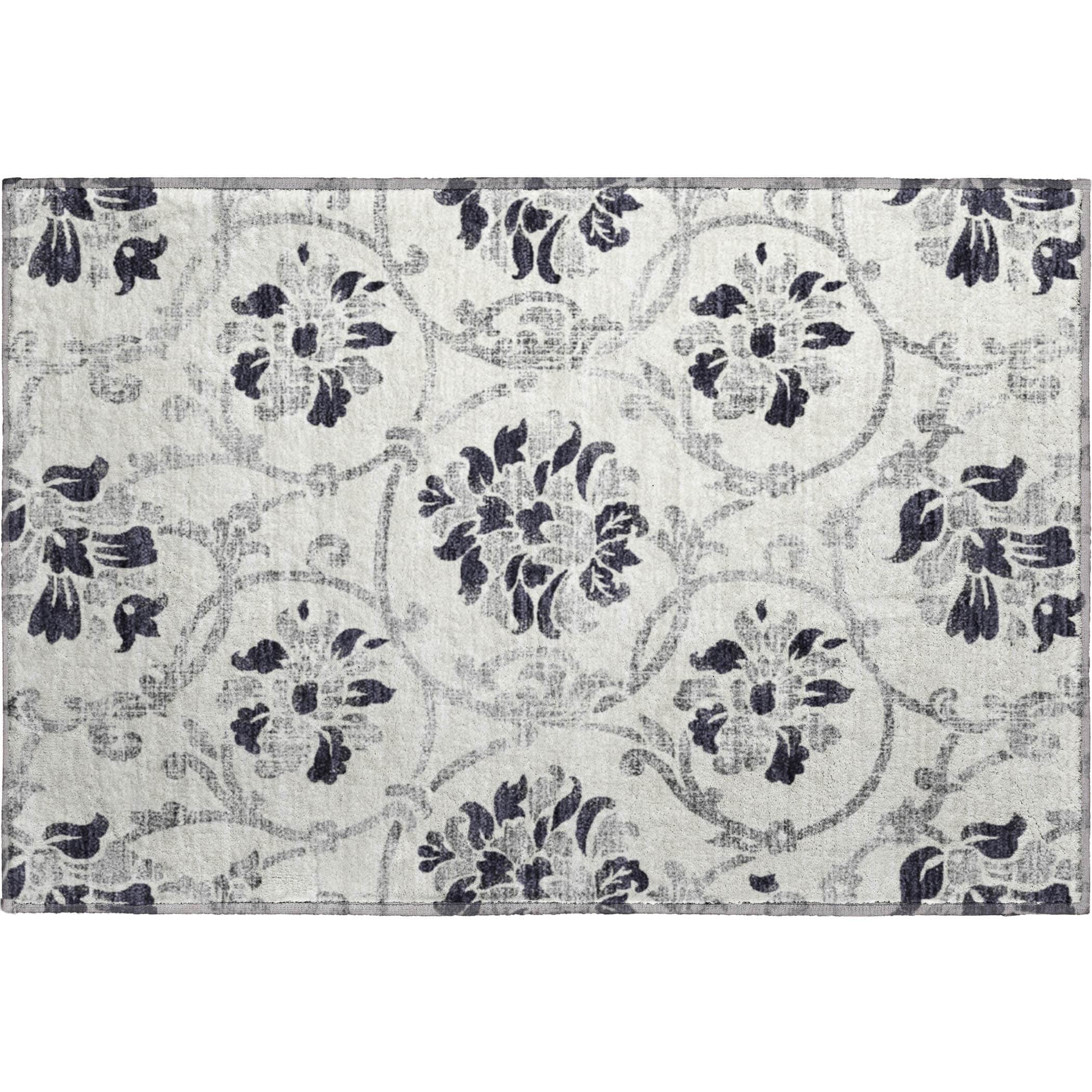 Kathmandu Machine Washable Traditional Black Rug 1'8" x 2'6" #shape_Rectangle