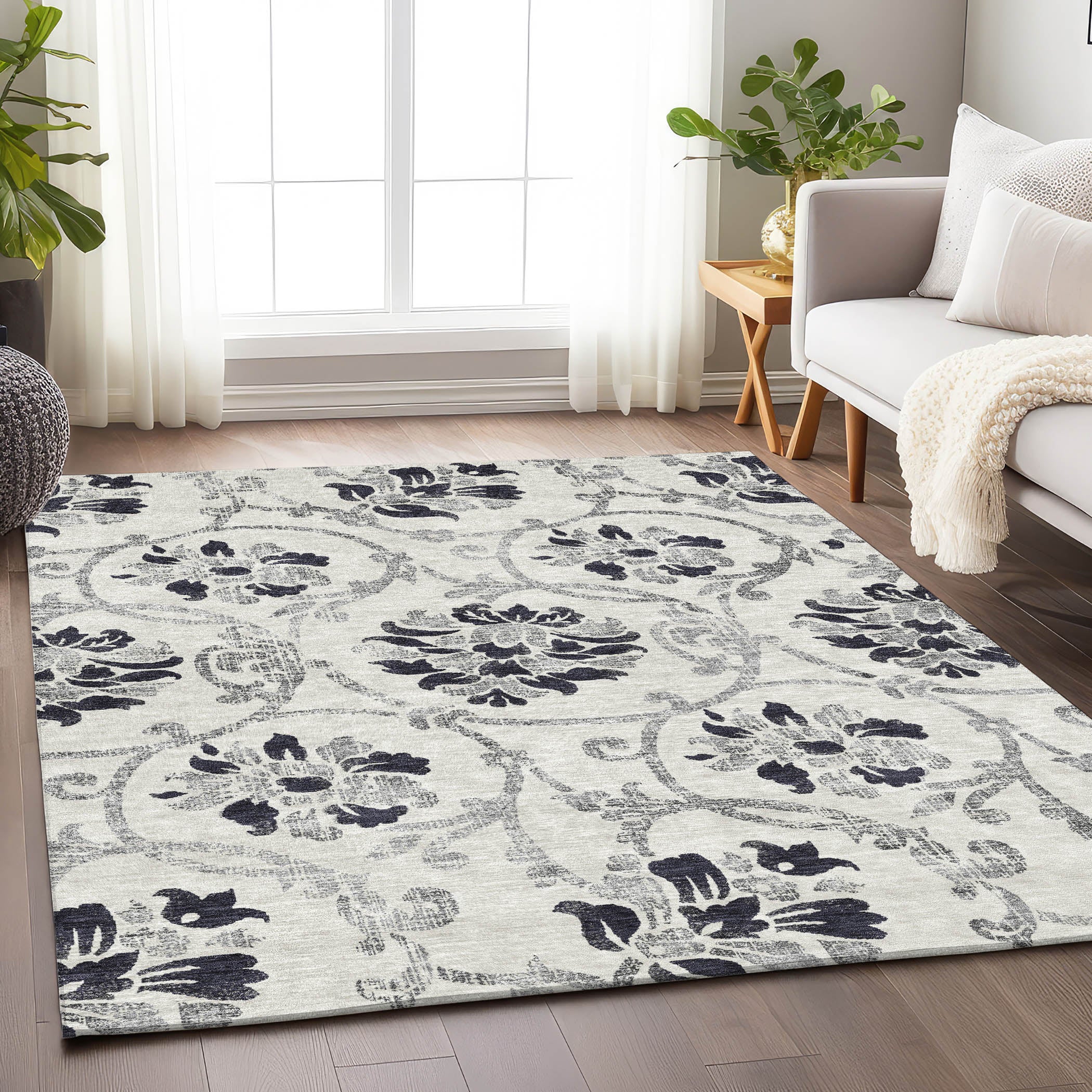 Kathmandu Machine Washable Traditional Black Rug 2'6" x 3'10" #shape_Rectangle
