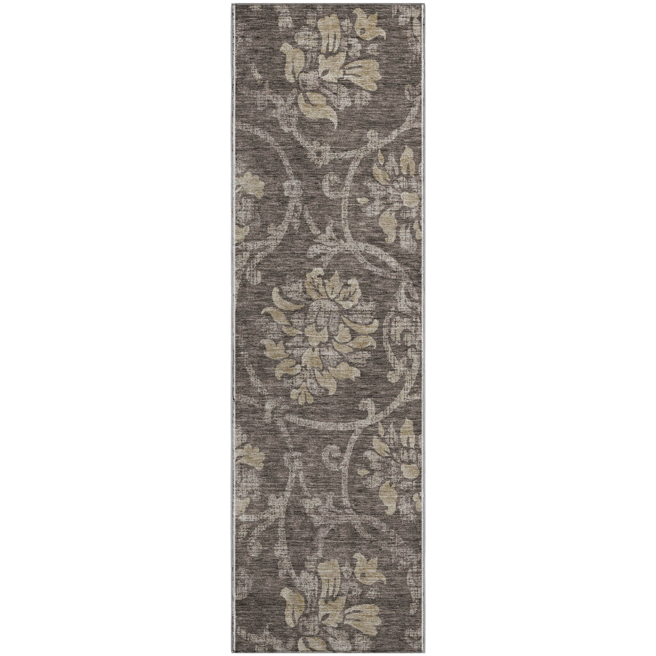 Kathmandu Machine Washable Traditional Brown Rug 2'3" x 7'6" #shape_Runner