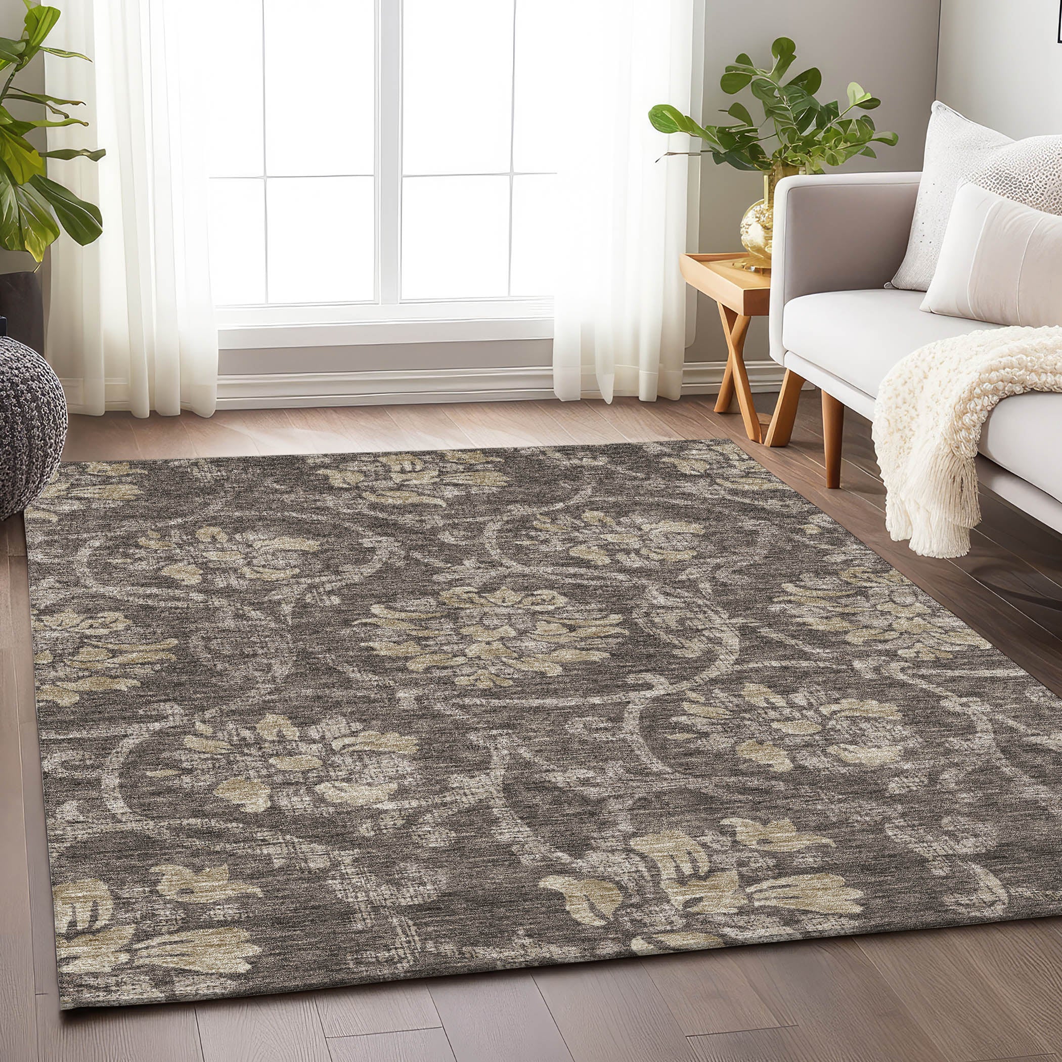 Kathmandu Machine Washable Traditional Brown Rug 2'6" x 3'10" #shape_Rectangle