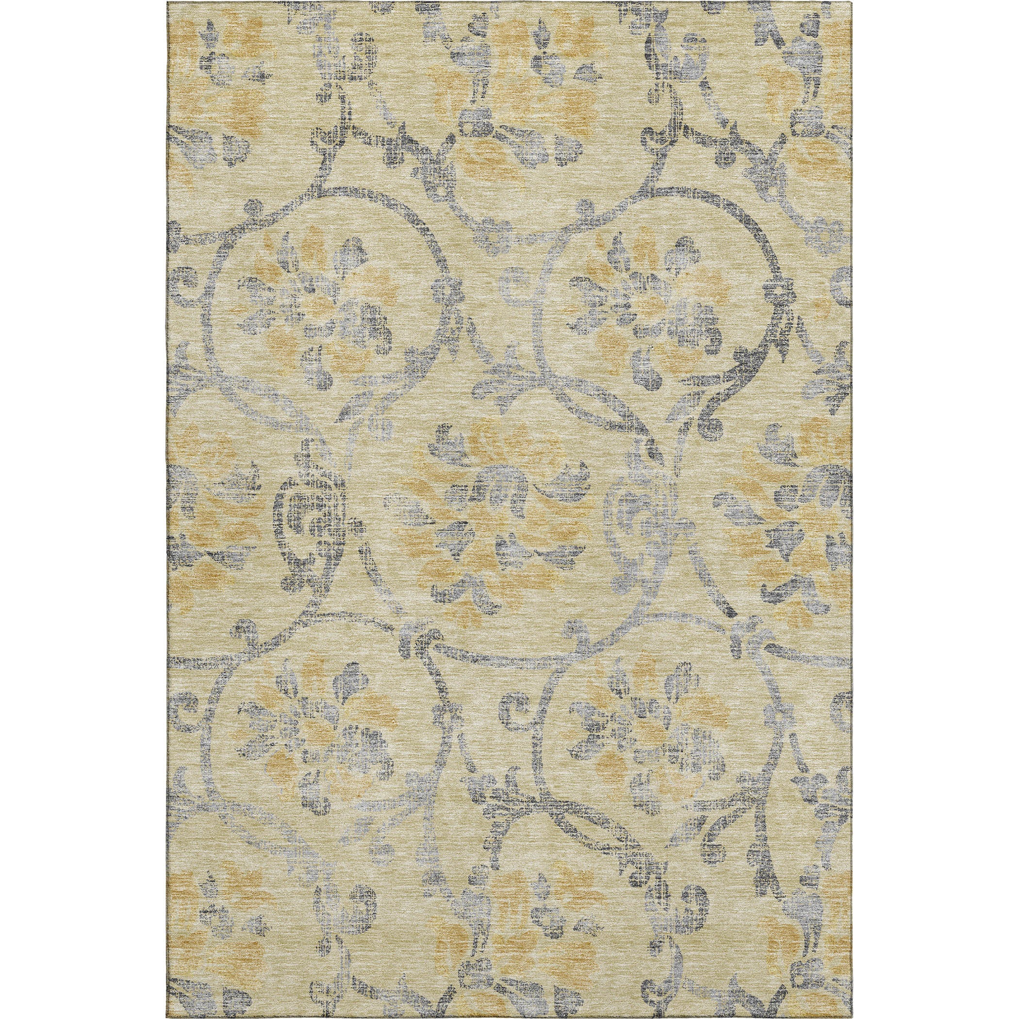Kathmandu Machine Washable Traditional Gold Rug 2'6" x 3'10" #shape_Rectangle