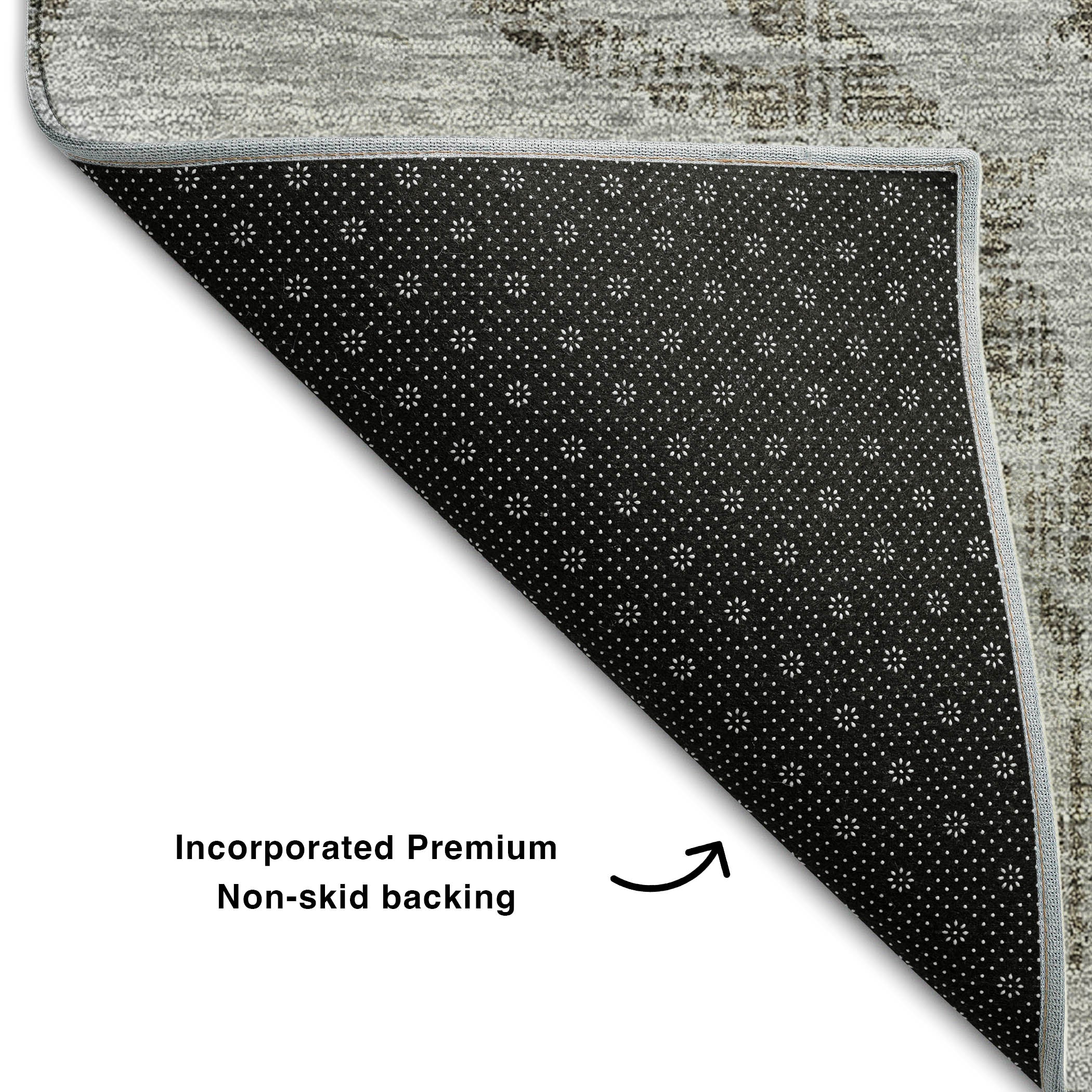 Kathmandu Machine Washable Traditional Gray Rug 1'8" x 2'6" #shape_Rectangle