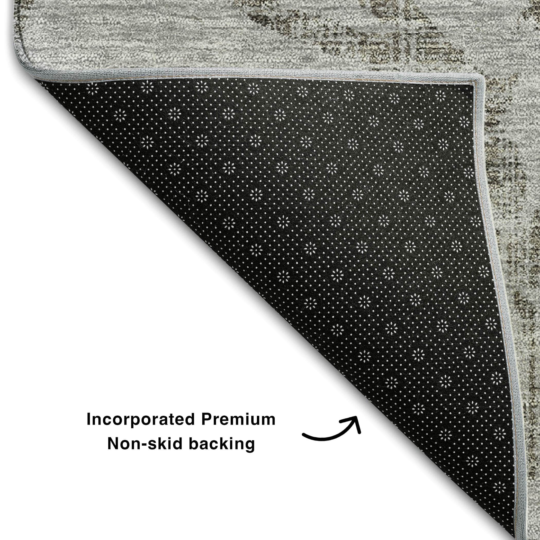 Kathmandu Machine Washable Traditional Gray Rug 1'8" x 2'6" #shape_Rectangle