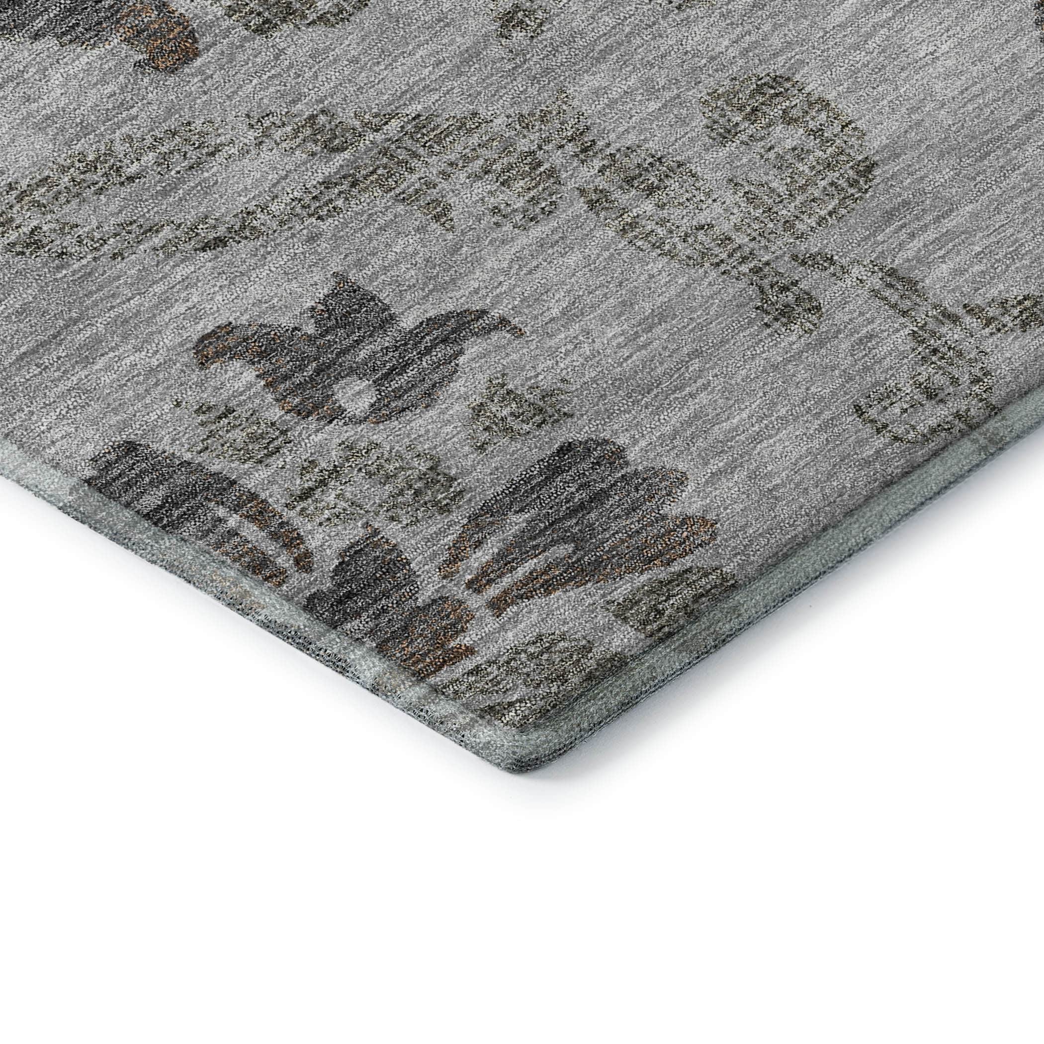 Kathmandu Machine Washable Traditional Gray Rug 1'8" x 2'6" #shape_Rectangle