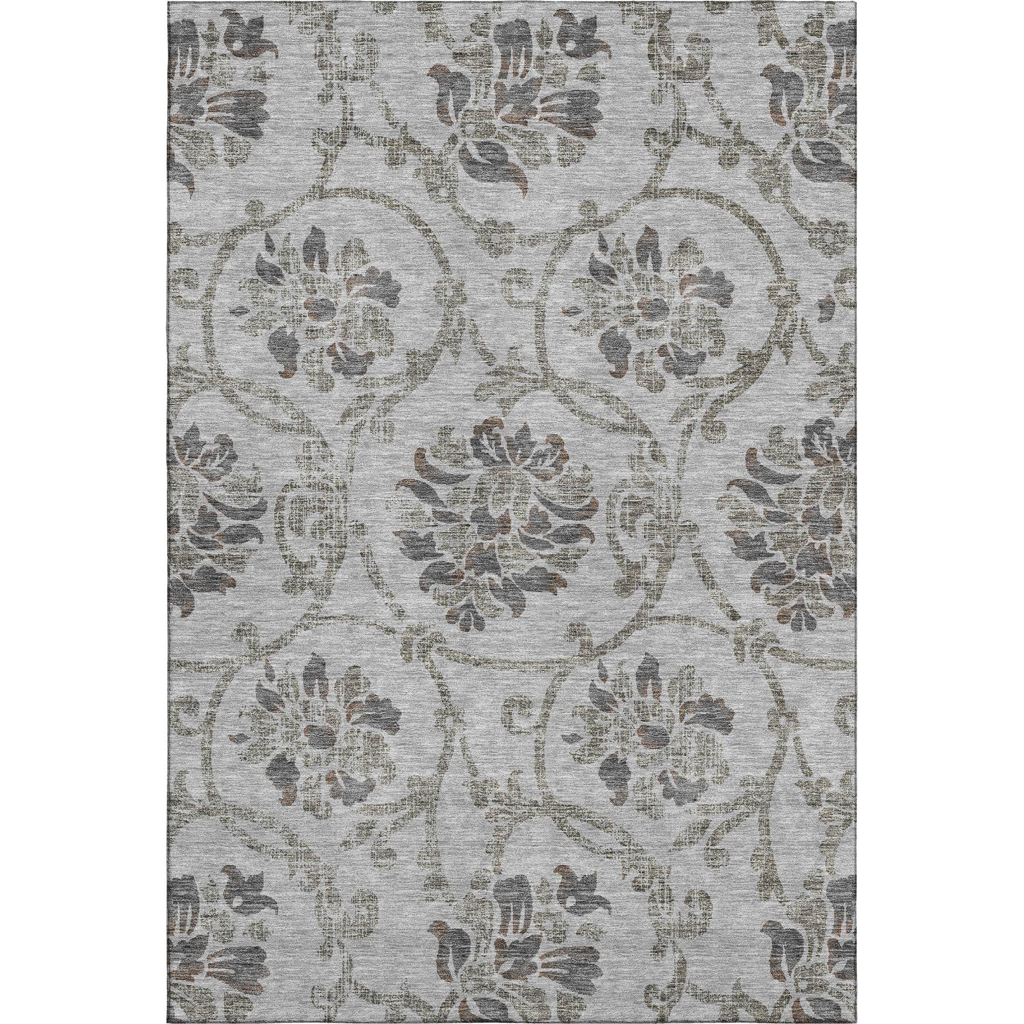 Kathmandu Machine Washable Traditional Gray Rug 2'6" x 3'10" #shape_Rectangle
