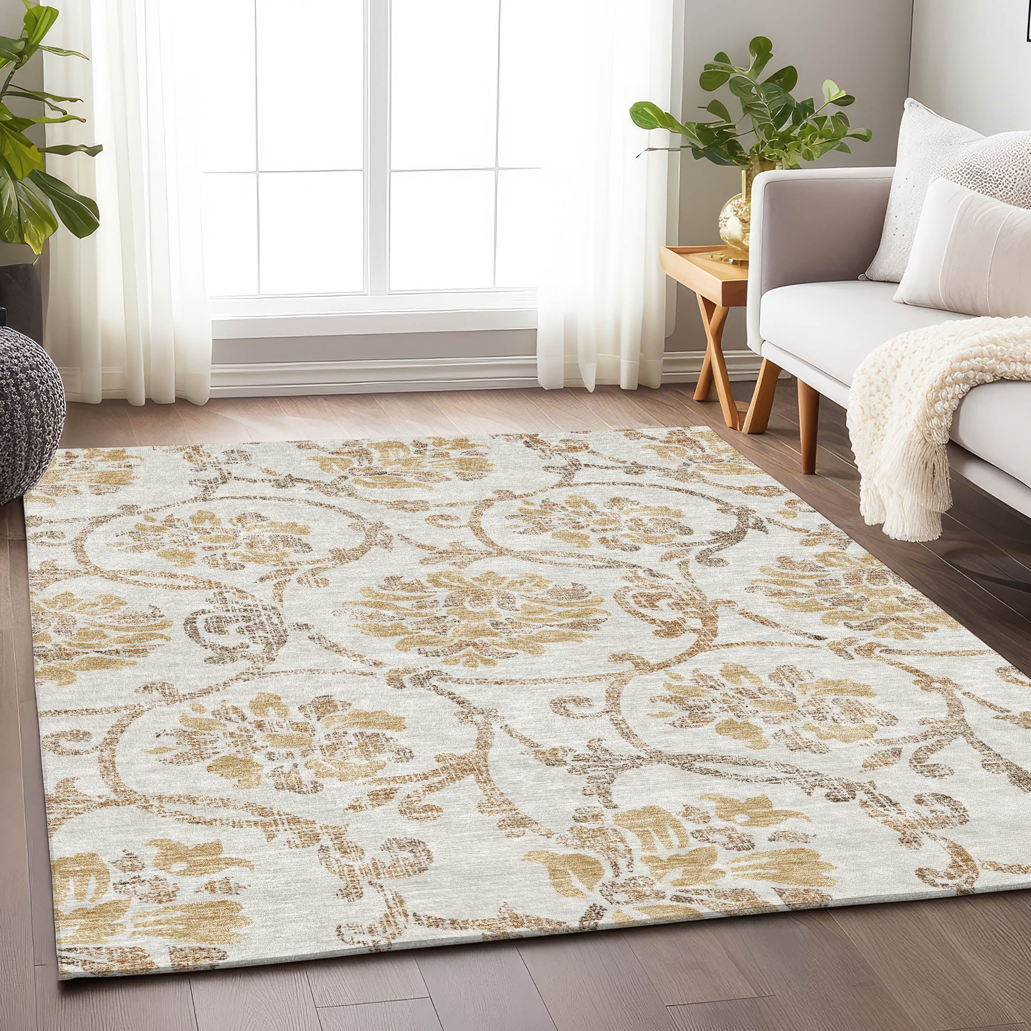 Kathmandu Machine Washable Traditional Ivory Rug 2'6" x 3'10" #shape_Rectangle