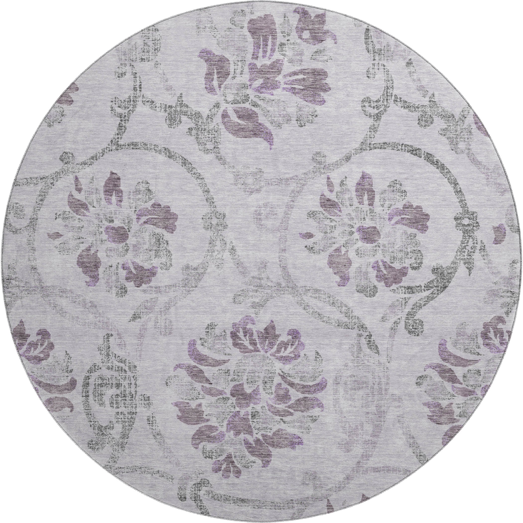 Kathmandu Machine Washable Traditional Lavender Purple Rug 8' x 8' #shape_Round