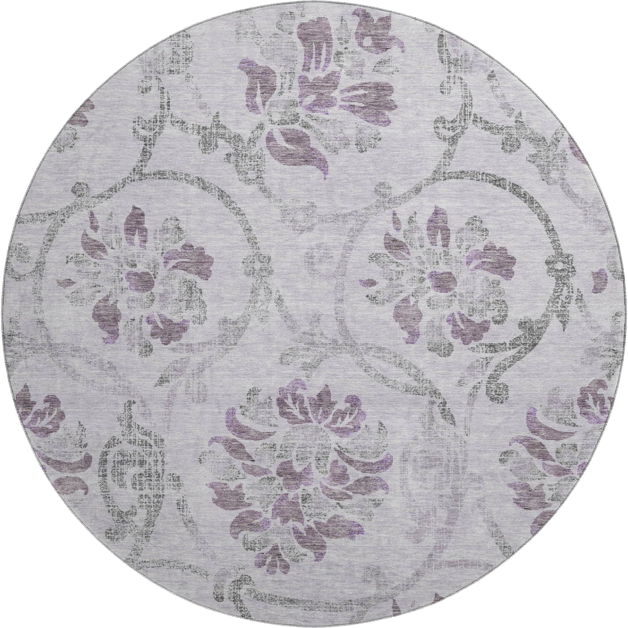 Kathmandu Machine Washable Traditional Lavender Purple Rug 8' x 8' #shape_Round