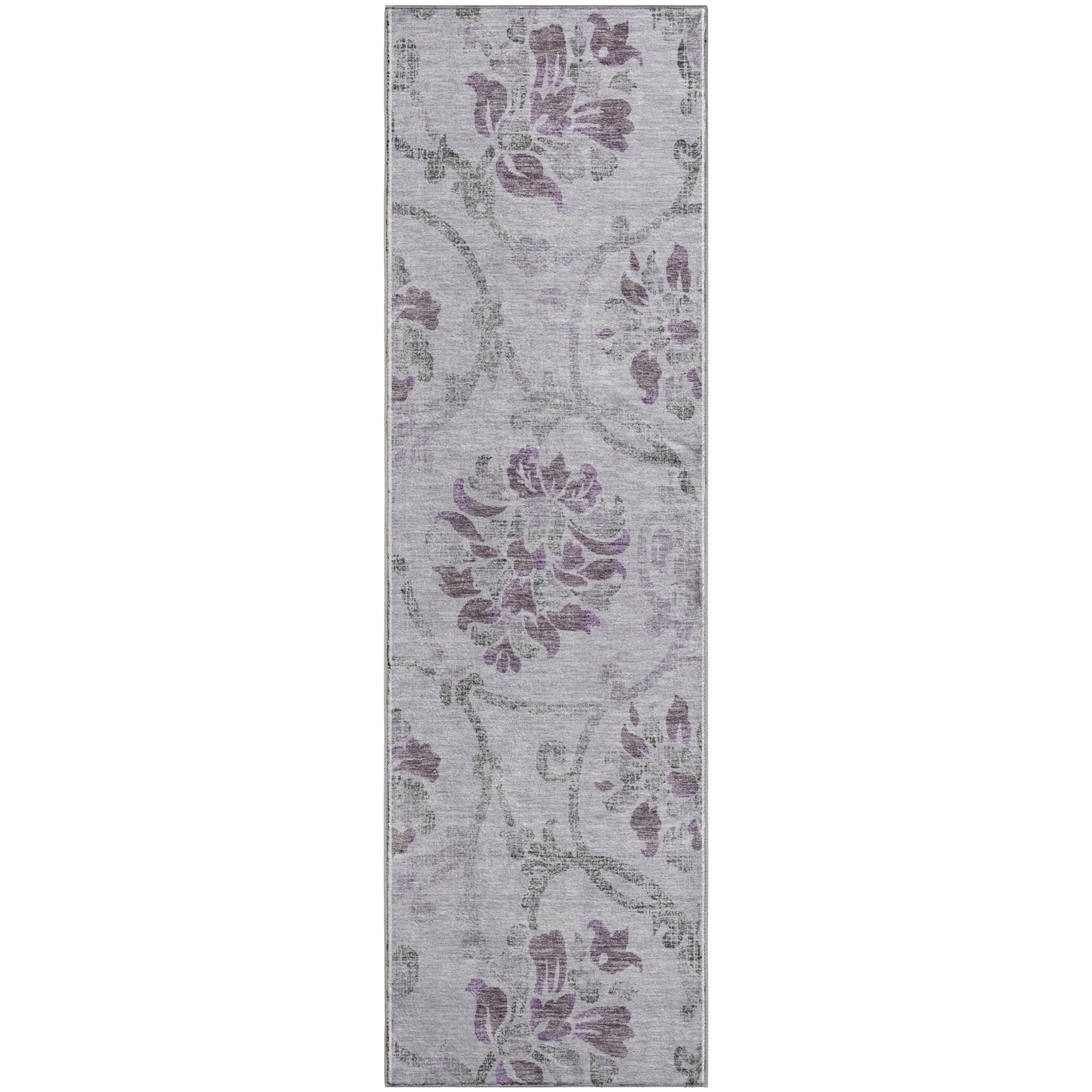 Kathmandu Machine Washable Traditional Lavender Purple Rug 2'3" x 7'6" #shape_Runner