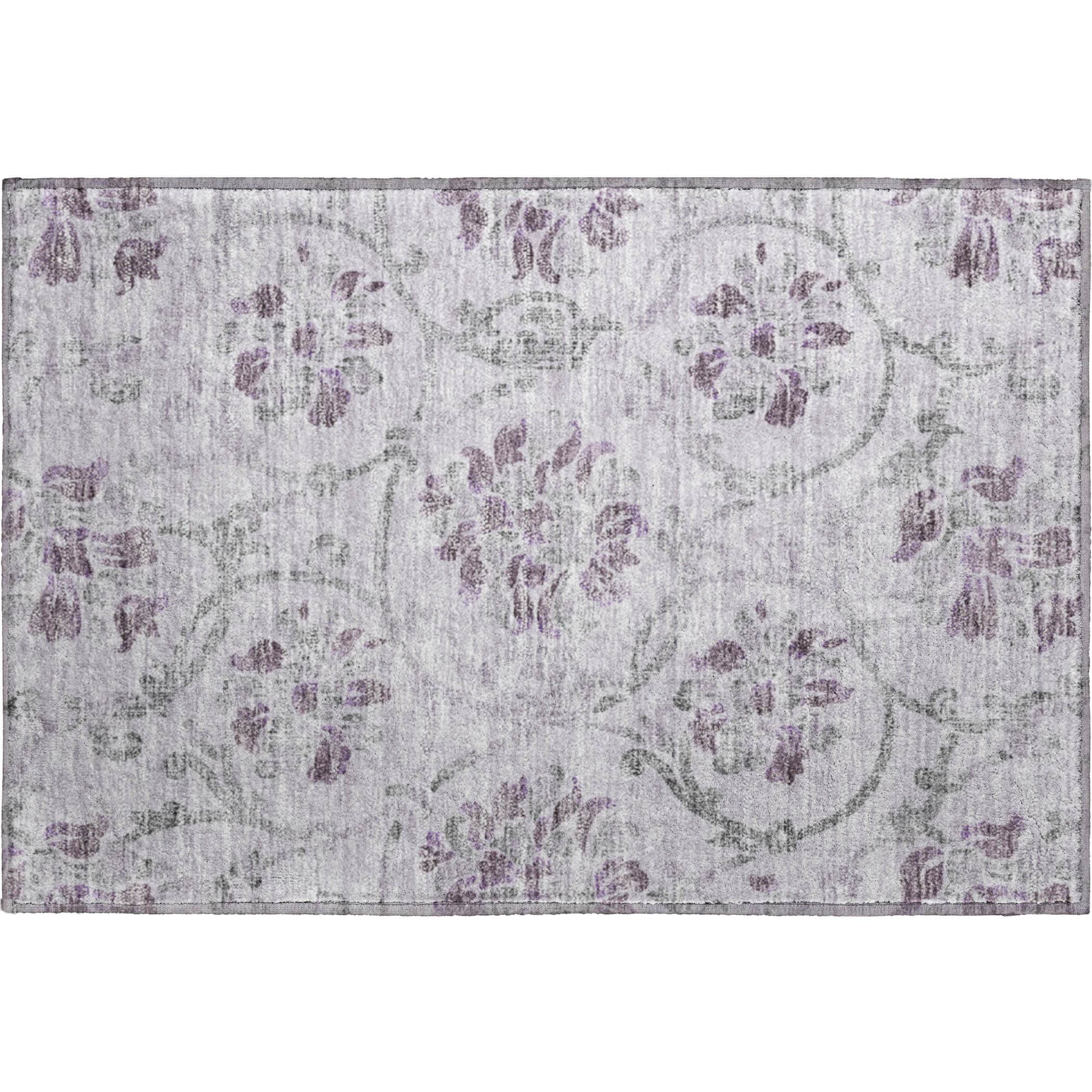 Kathmandu Machine Washable Traditional Lavender Purple Rug 1'8" x 2'6" #shape_Rectangle