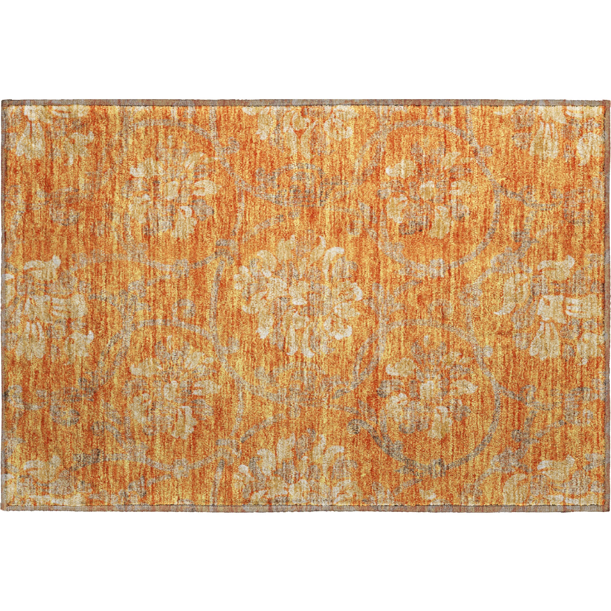 Kathmandu Machine Washable Traditional Orange Rug 1'8" x 2'6" #shape_Rectangle