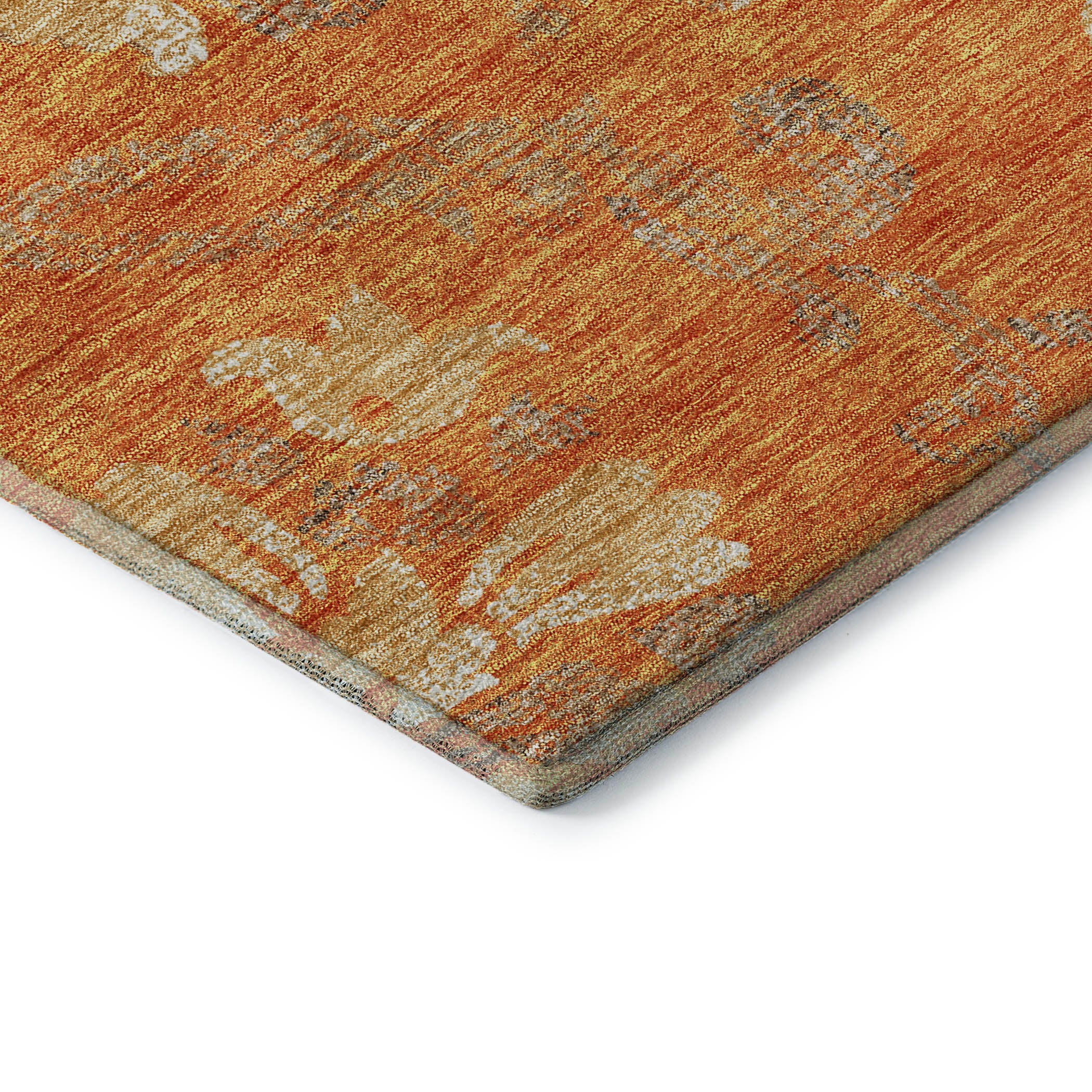 Kathmandu Machine Washable Traditional Orange Rug 1'8" x 2'6" #shape_Rectangle