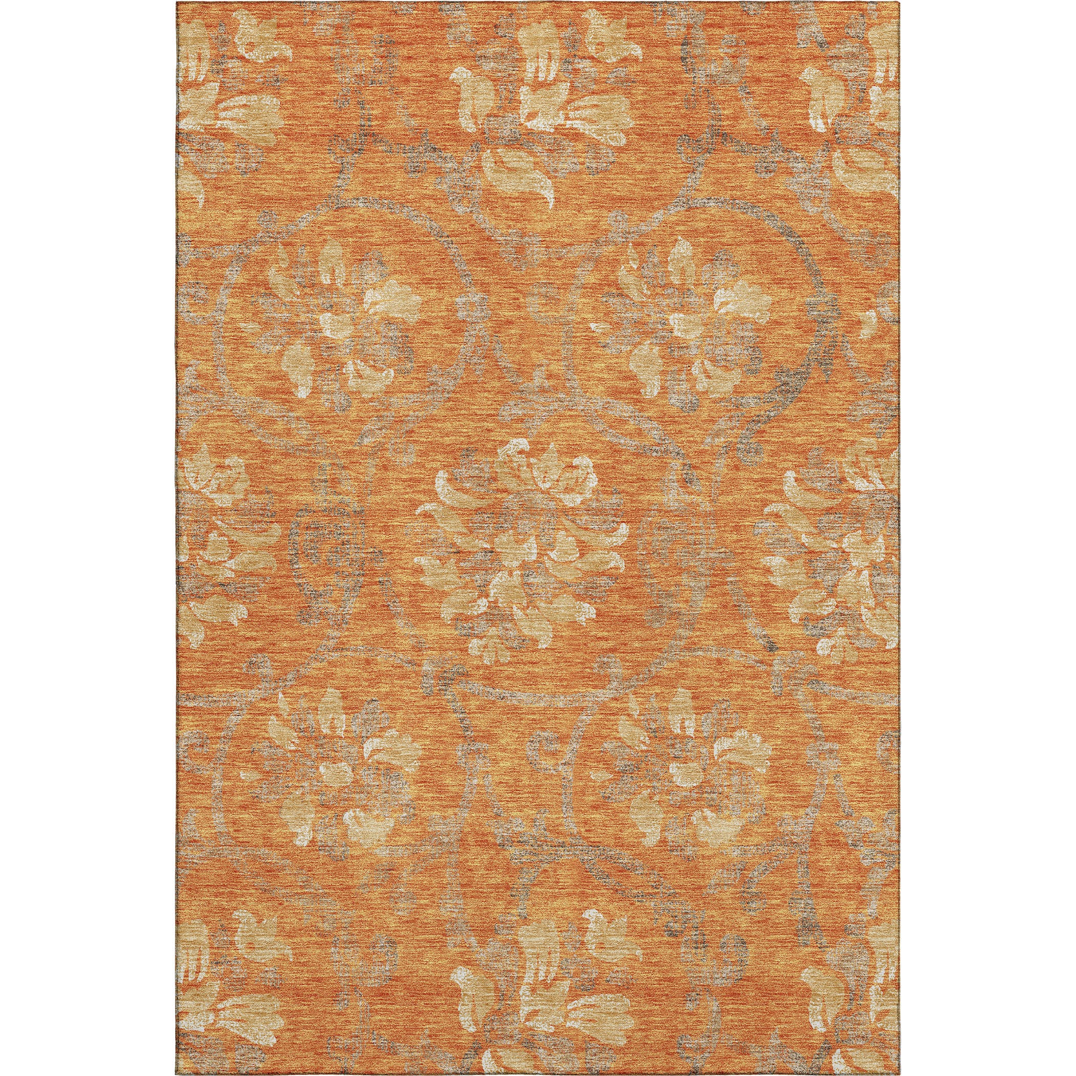 Kathmandu Machine Washable Traditional Orange Rug 2'6" x 3'10" #shape_Rectangle
