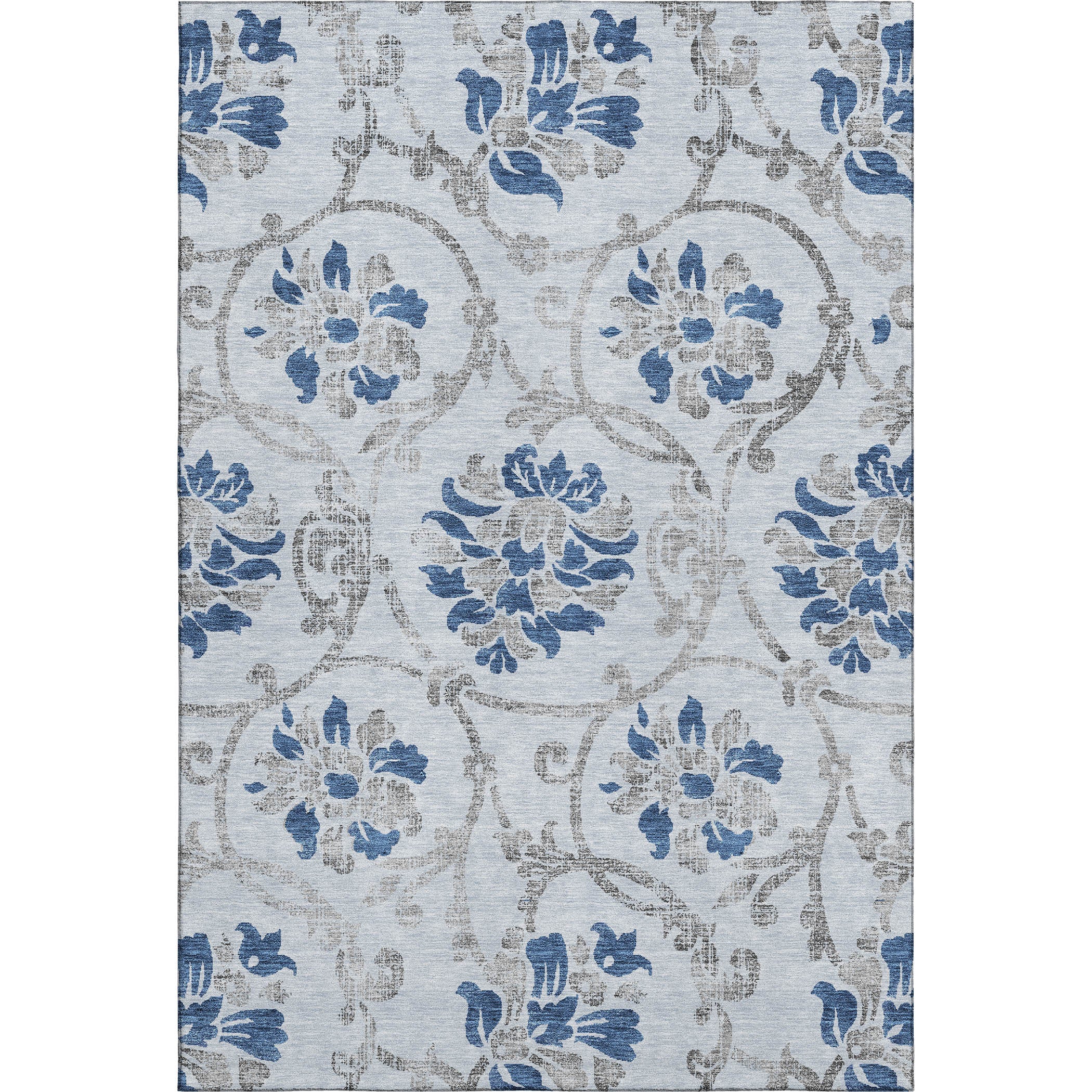 Kathmandu Machine Washable Traditional Sky Blue Rug 2'6" x 3'10" #shape_Rectangle