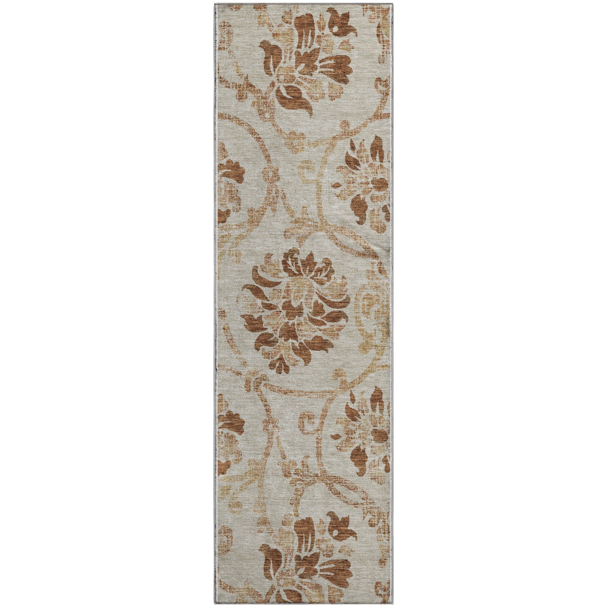 Kathmandu Machine Washable Traditional Terracotta Orange Rug 2'3" x 7'6" #shape_Runner