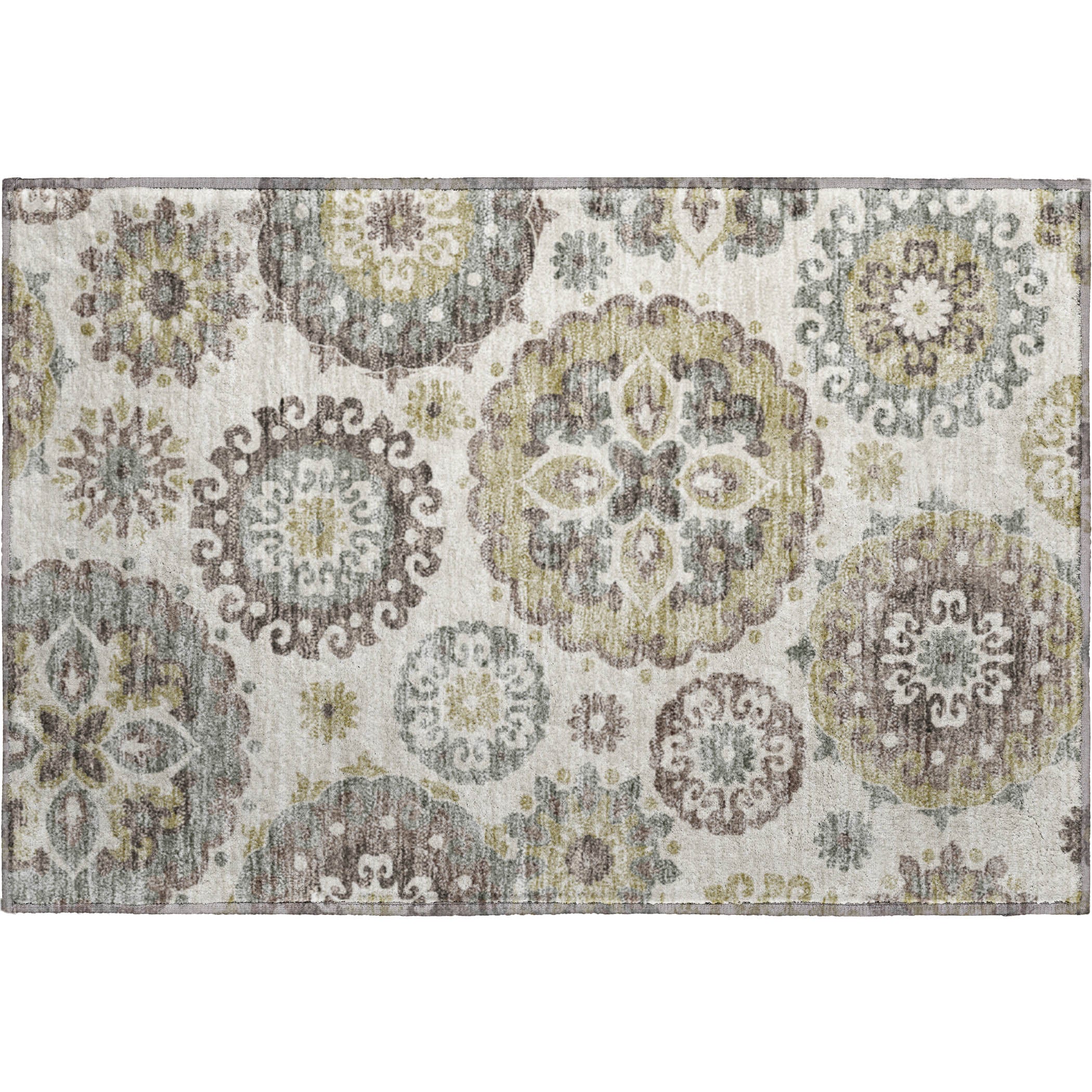 Mdina Machine Washable Transitional Beige Brown Rug 1'8" x 2'6" #shape_Rectangle