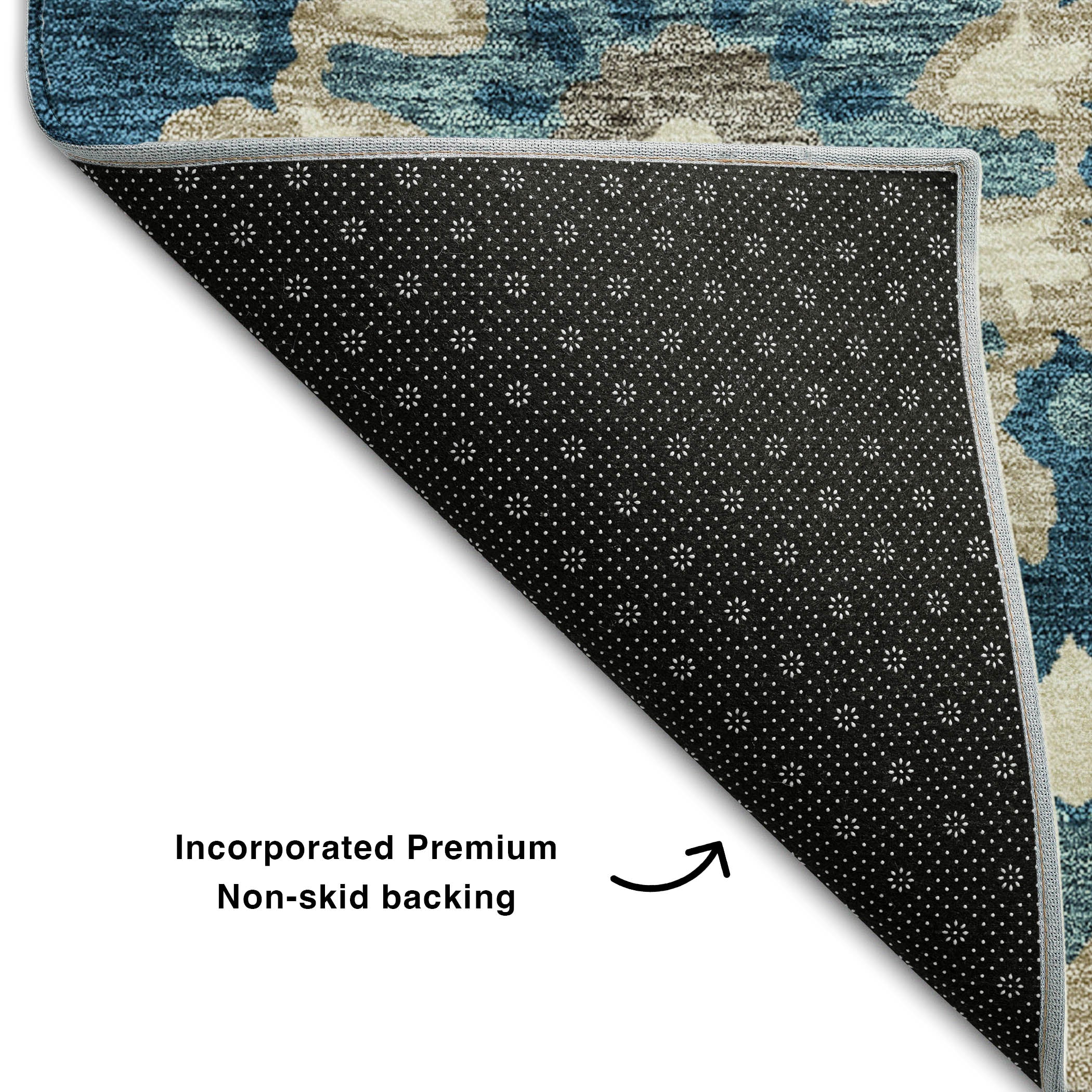 Mdina Machine Washable Transitional Blue Rug 1'8" x 2'6" #shape_Rectangle