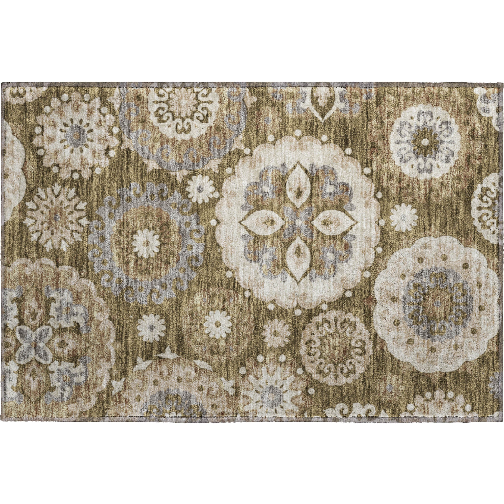 Mdina Machine Washable Transitional Brown Rug 1'8" x 2'6" #shape_Rectangle