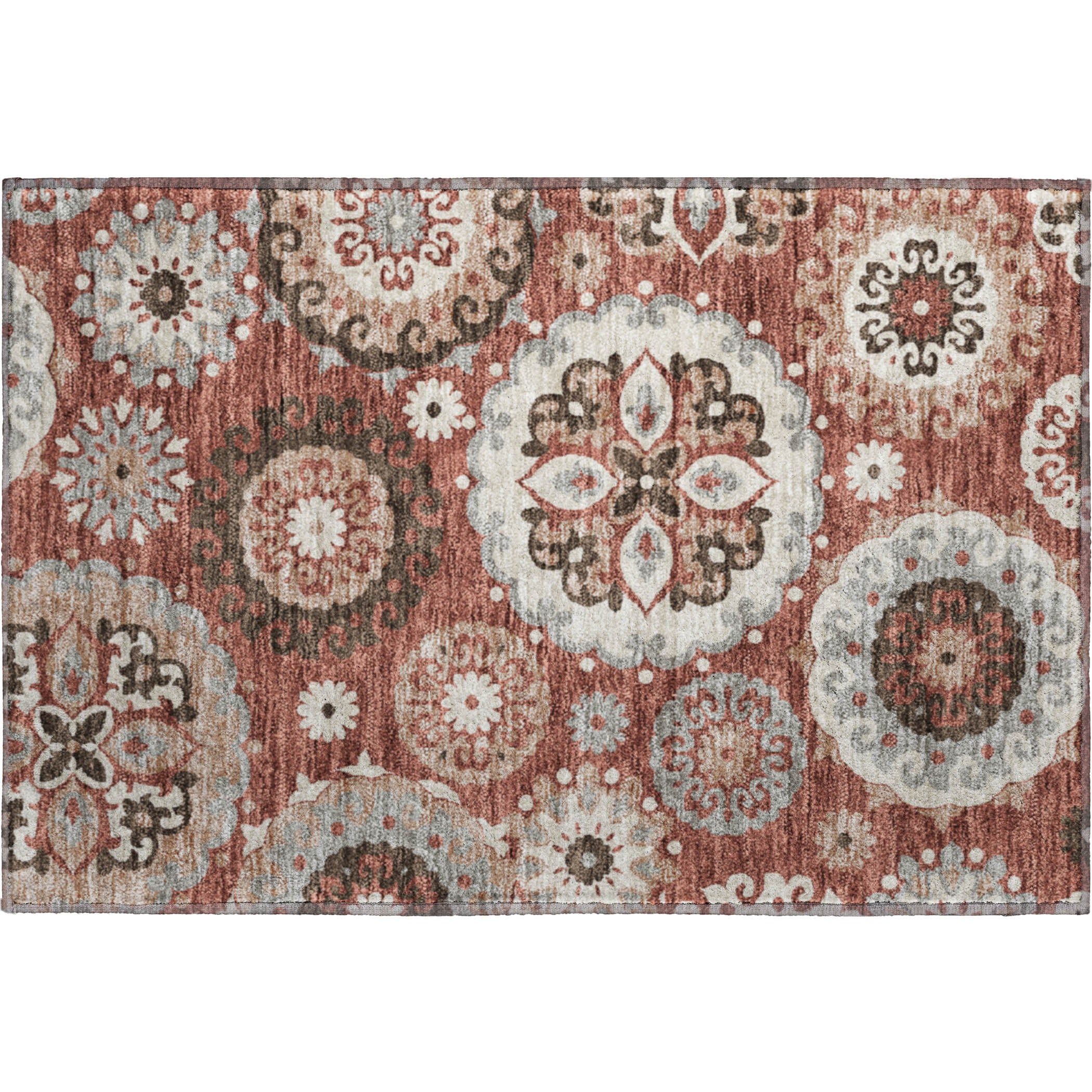 Mdina Machine Washable Transitional Paprika Orange Rug 1'8" x 2'6" #shape_Rectangle