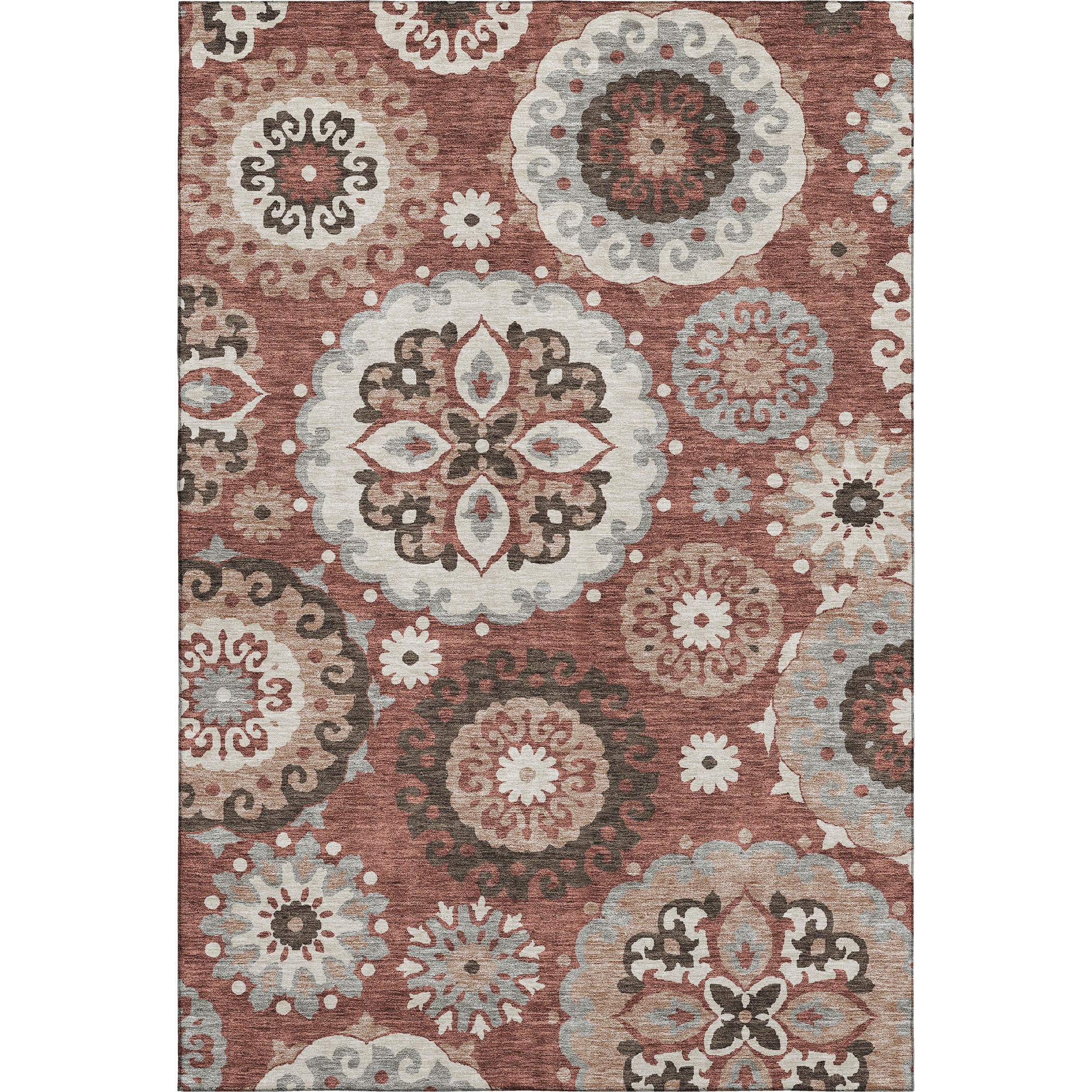 Mdina Machine Washable Transitional Paprika Orange Rug 2'6" x 3'10" #shape_Rectangle