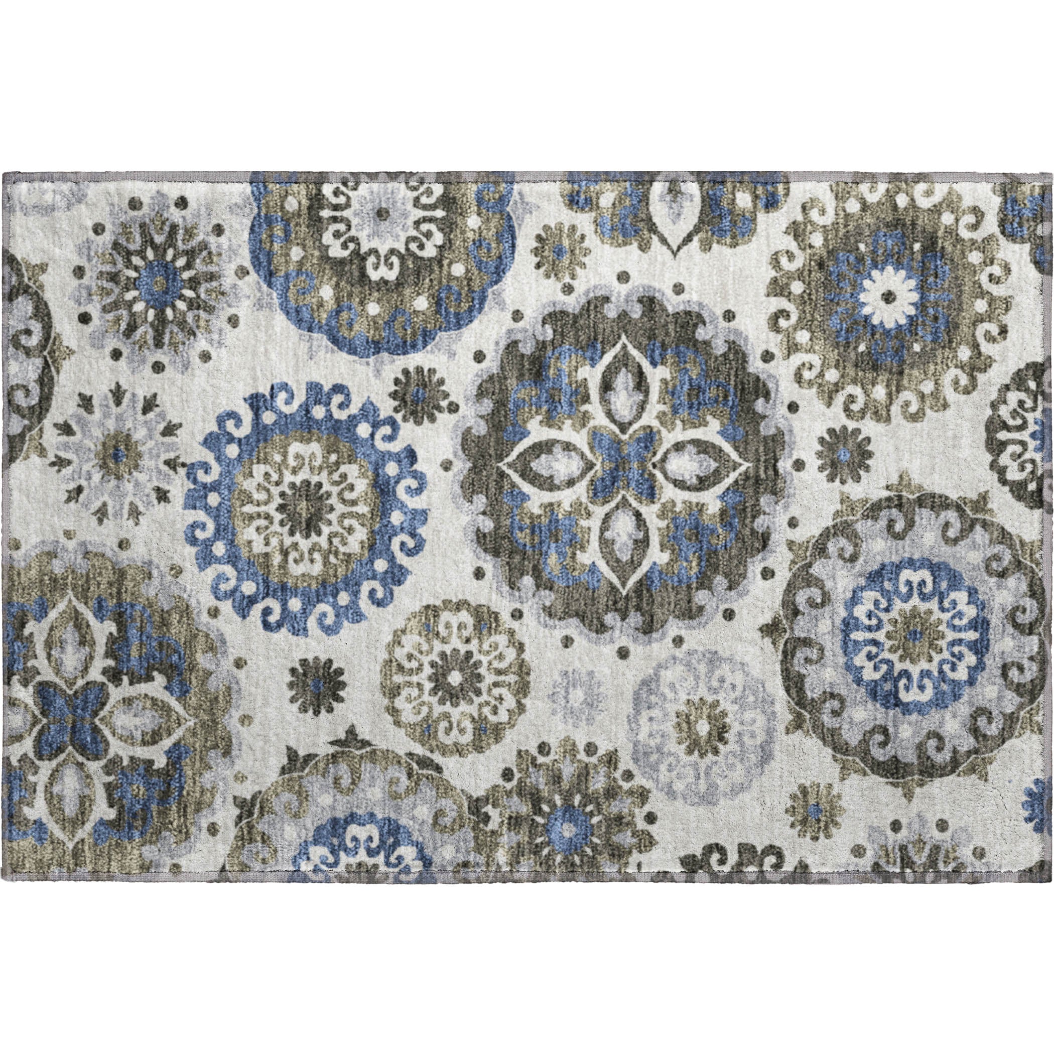 Mdina Machine Washable Transitional Pewter Gray Rug 1'8" x 2'6" #shape_Rectangle