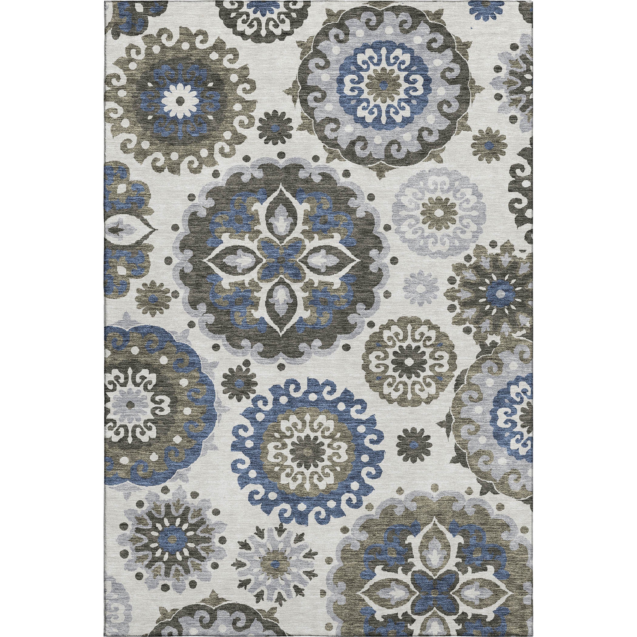 Mdina Machine Washable Transitional Pewter Gray Rug 2'6" x 3'10" #shape_Rectangle
