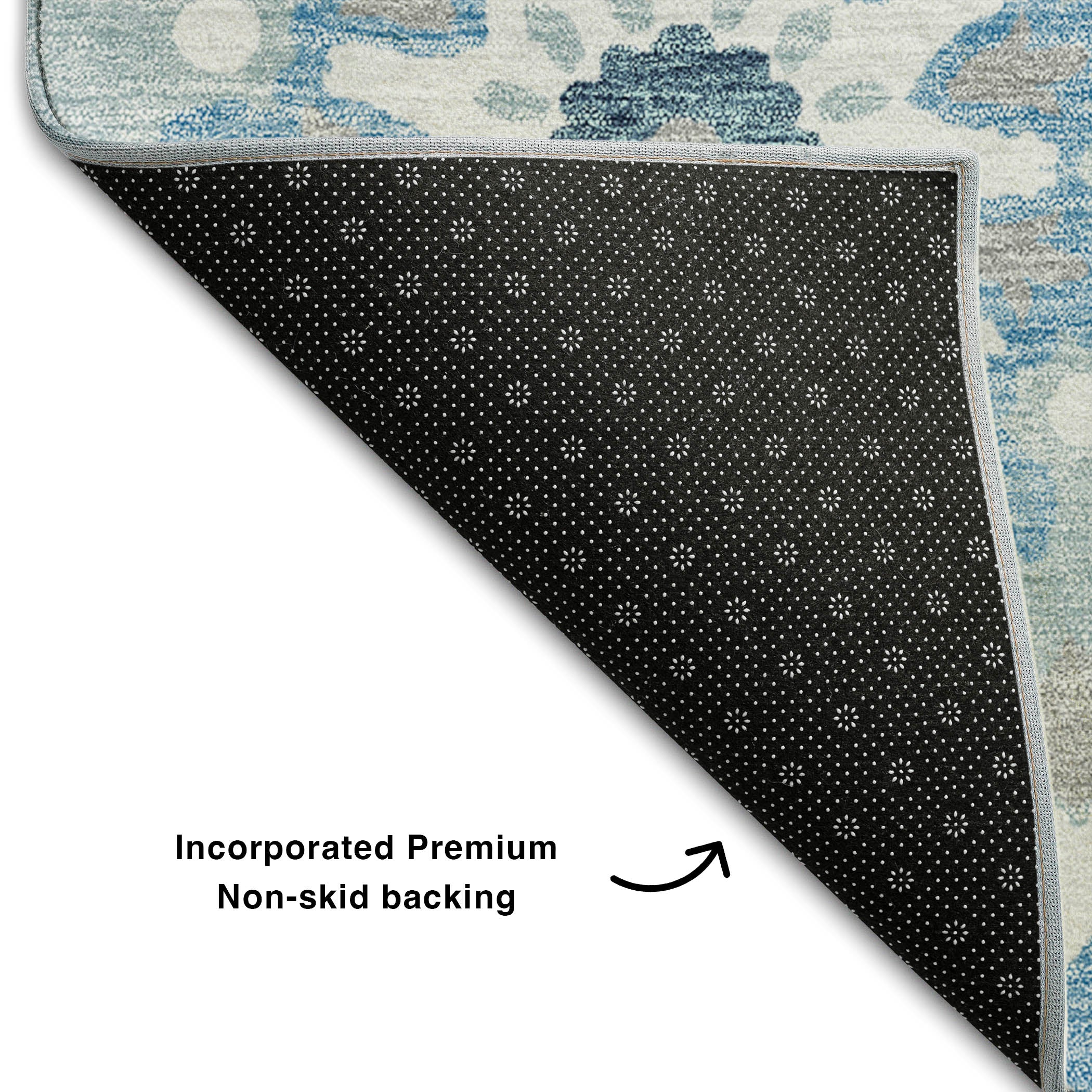 Mdina Machine Washable Transitional Sky Blue Rug 1'8" x 2'6" #shape_Rectangle