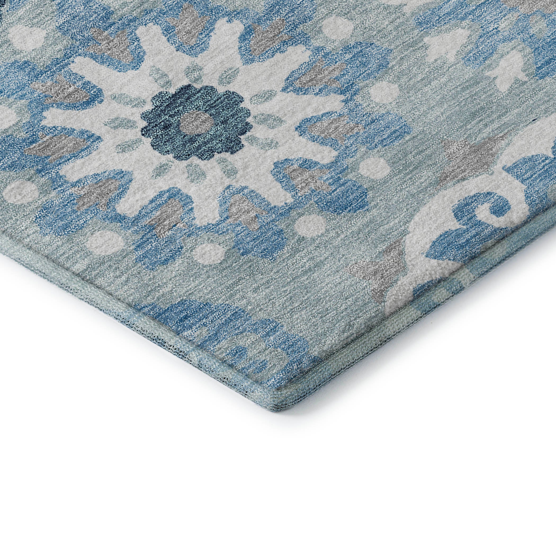 Mdina Machine Washable Transitional Sky Blue Rug 1'8" x 2'6" #shape_Rectangle