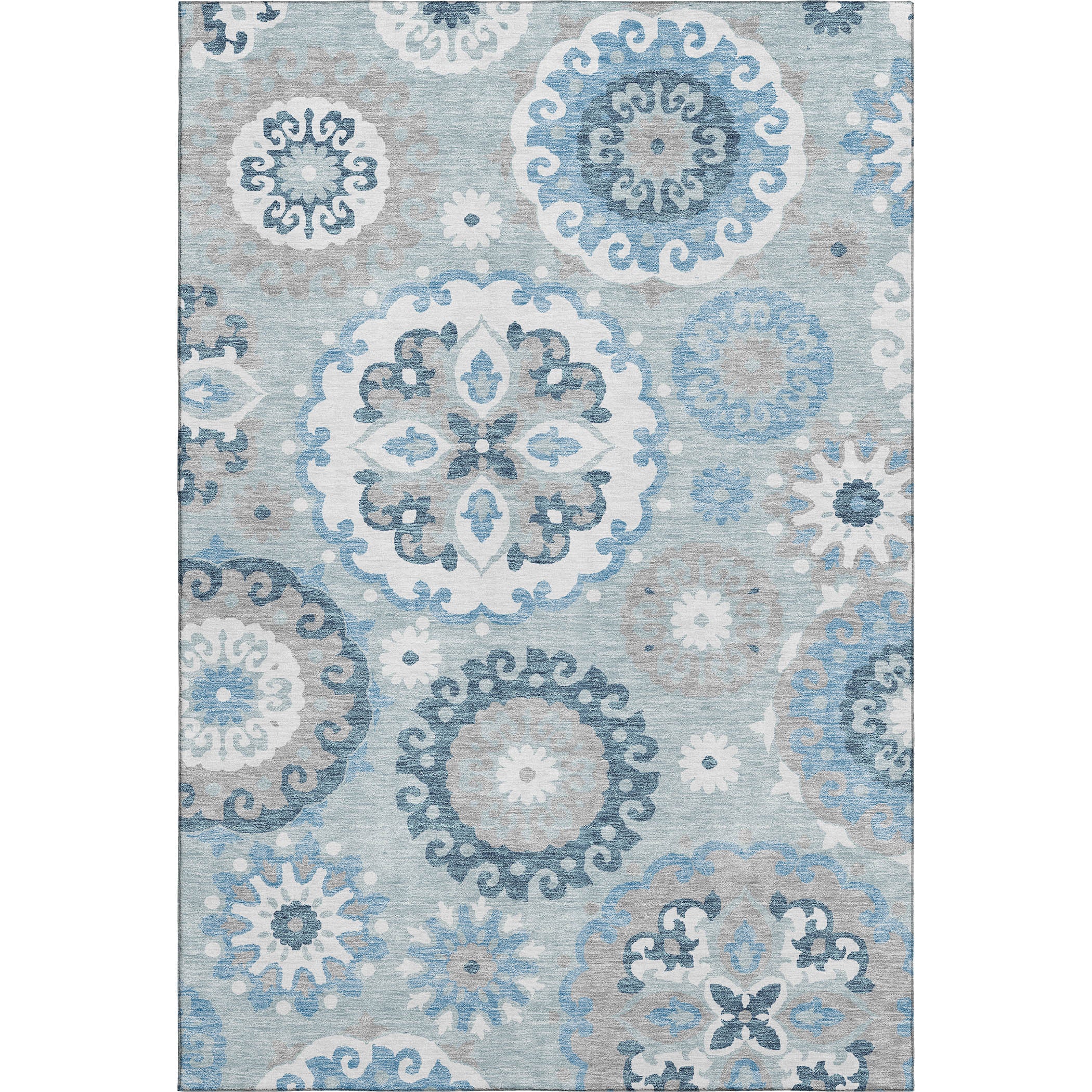 Mdina Machine Washable Transitional Sky Blue Rug 2'6" x 3'10" #shape_Rectangle